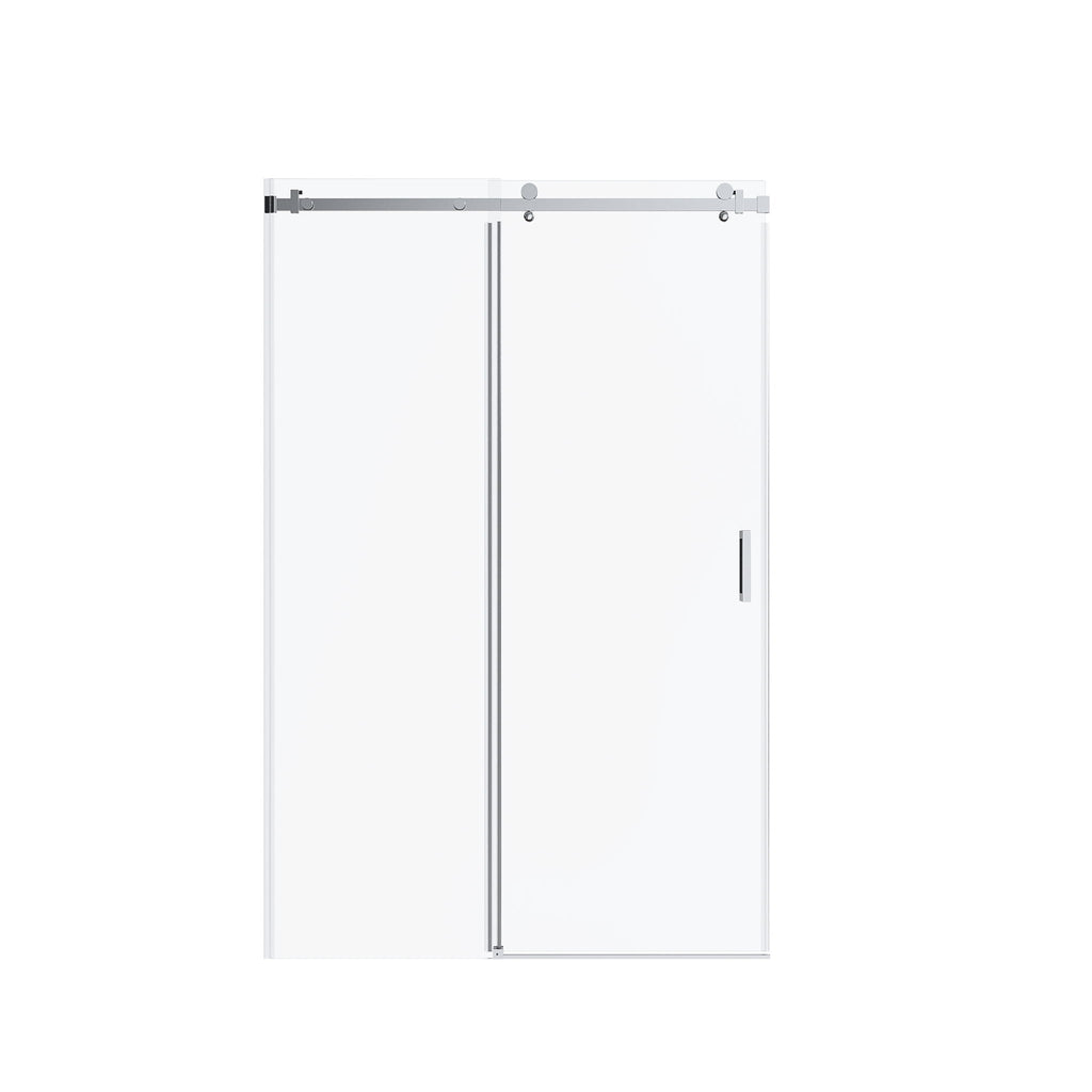 Frameless Single Sliding Shower Doors, 5 / 16" Sgcc Tempered Glass, Reversible Installation - Chrome