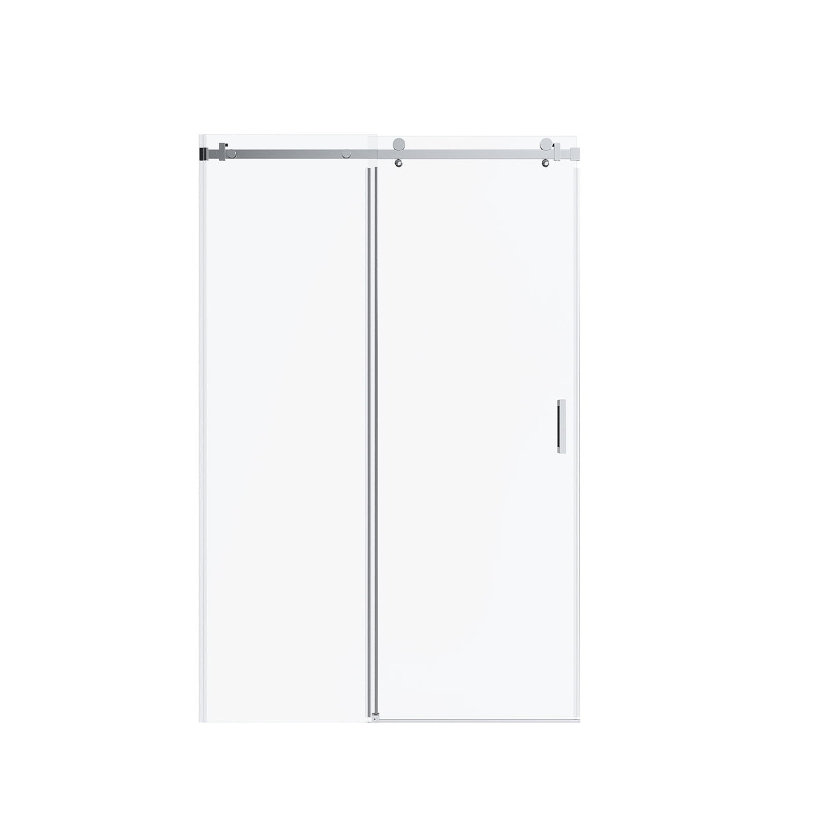 Frameless Single Sliding Shower Doors, 5 / 16" Sgcc Tempered Glass, Reversible Installation - Chrome