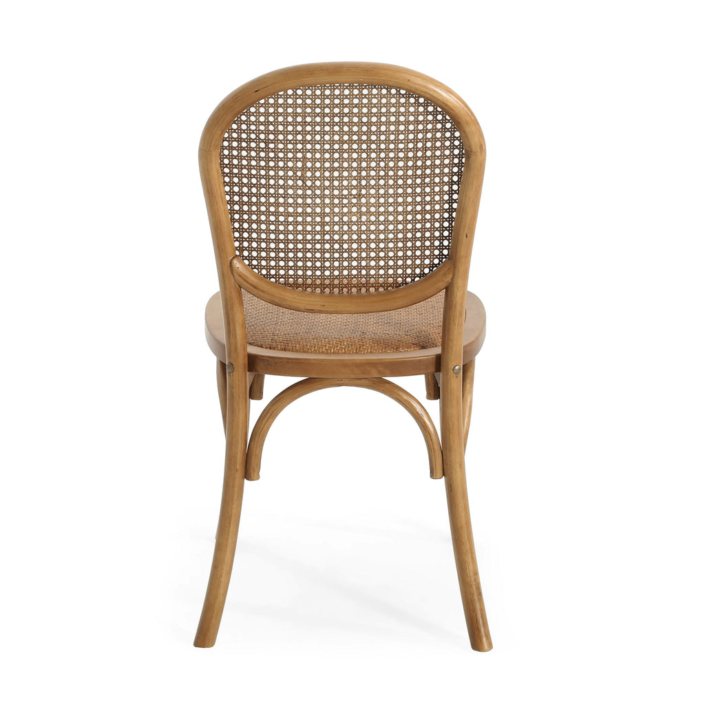 Oval Dining Table Set With 4 Birch Rattan Chairs - Brown / Light Brown