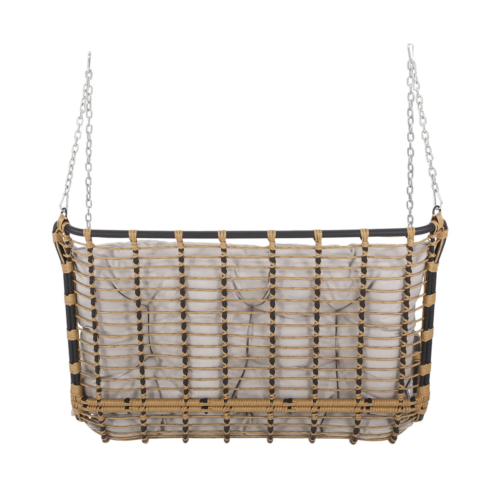 Arruda - Outdoor Wicker Porch Swing With Cushions
