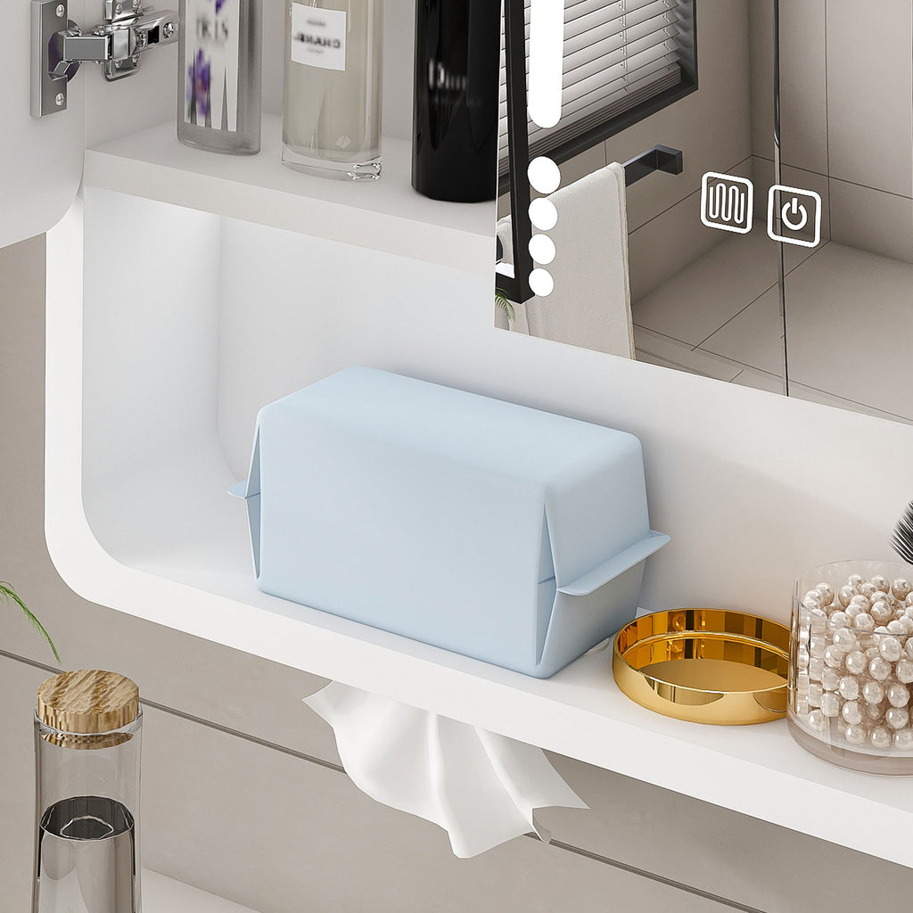 Wall Mounted Bathroom Mirror Cabinet With LED Lights, Anti Fog & Explosion Proof, Touch Control Medicine Cabinet, 3 Color Lighting - White