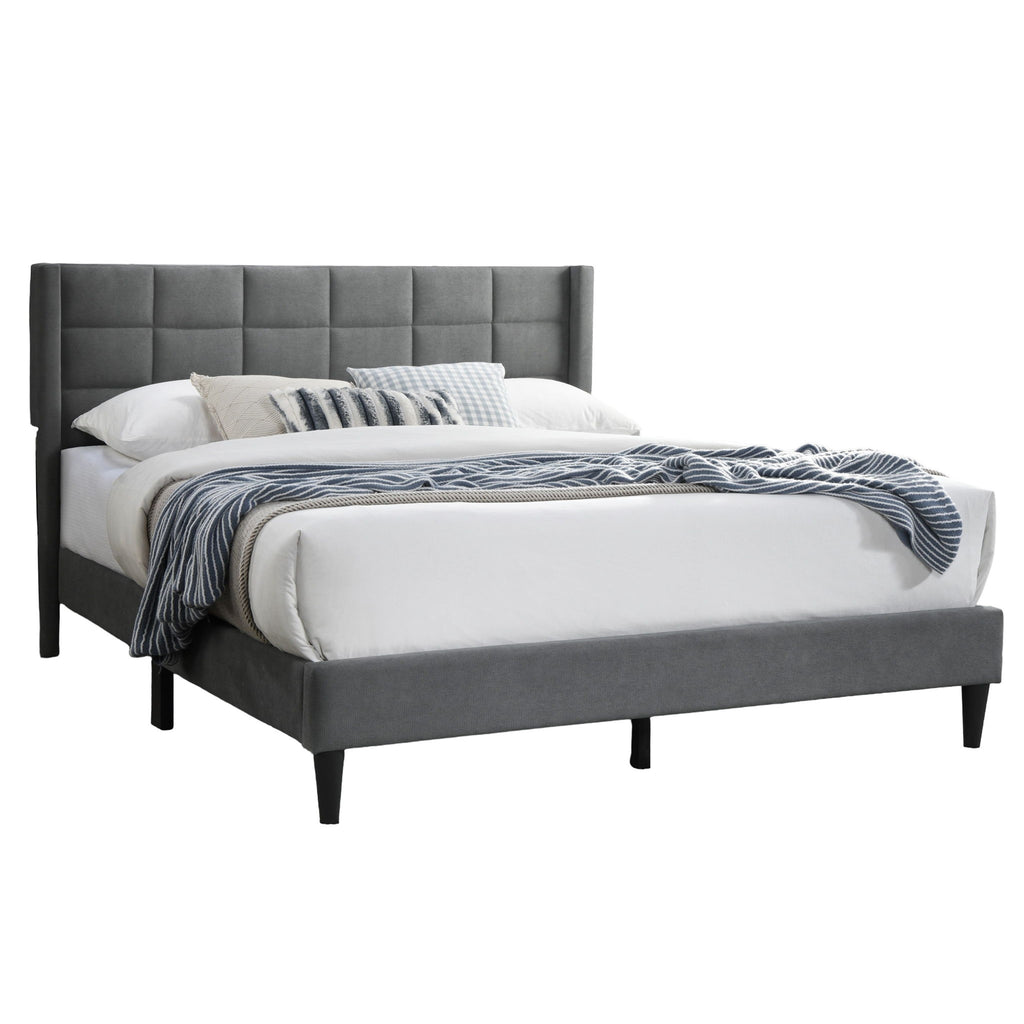 Full Size Bed Upholstered Box Headboard - Gray