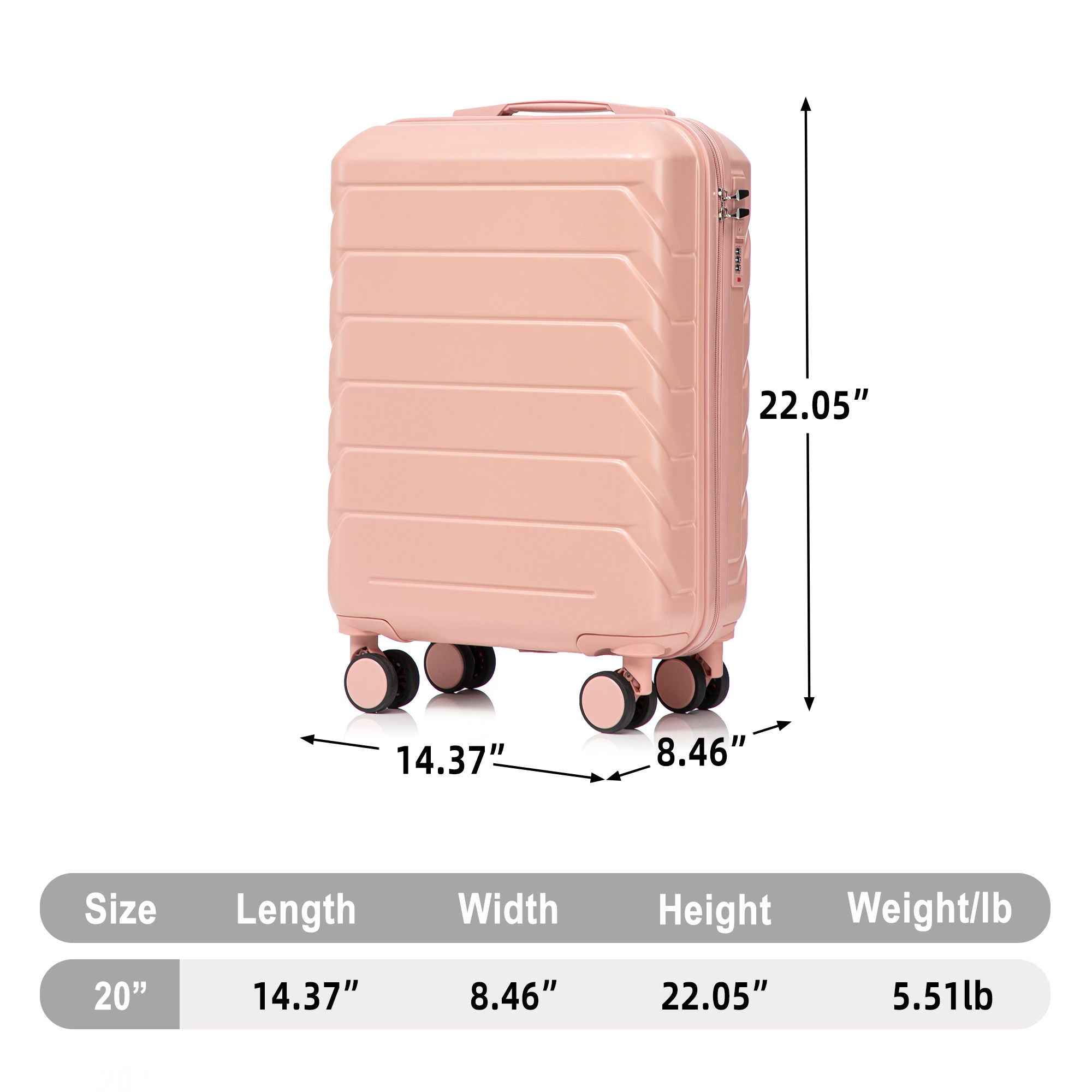 Hard Shell Travel Luggage With Scratch Resistant Surface