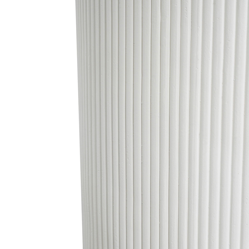 Handmade Side Table With Ribbed Design For Indoor And Outdoor Use - White