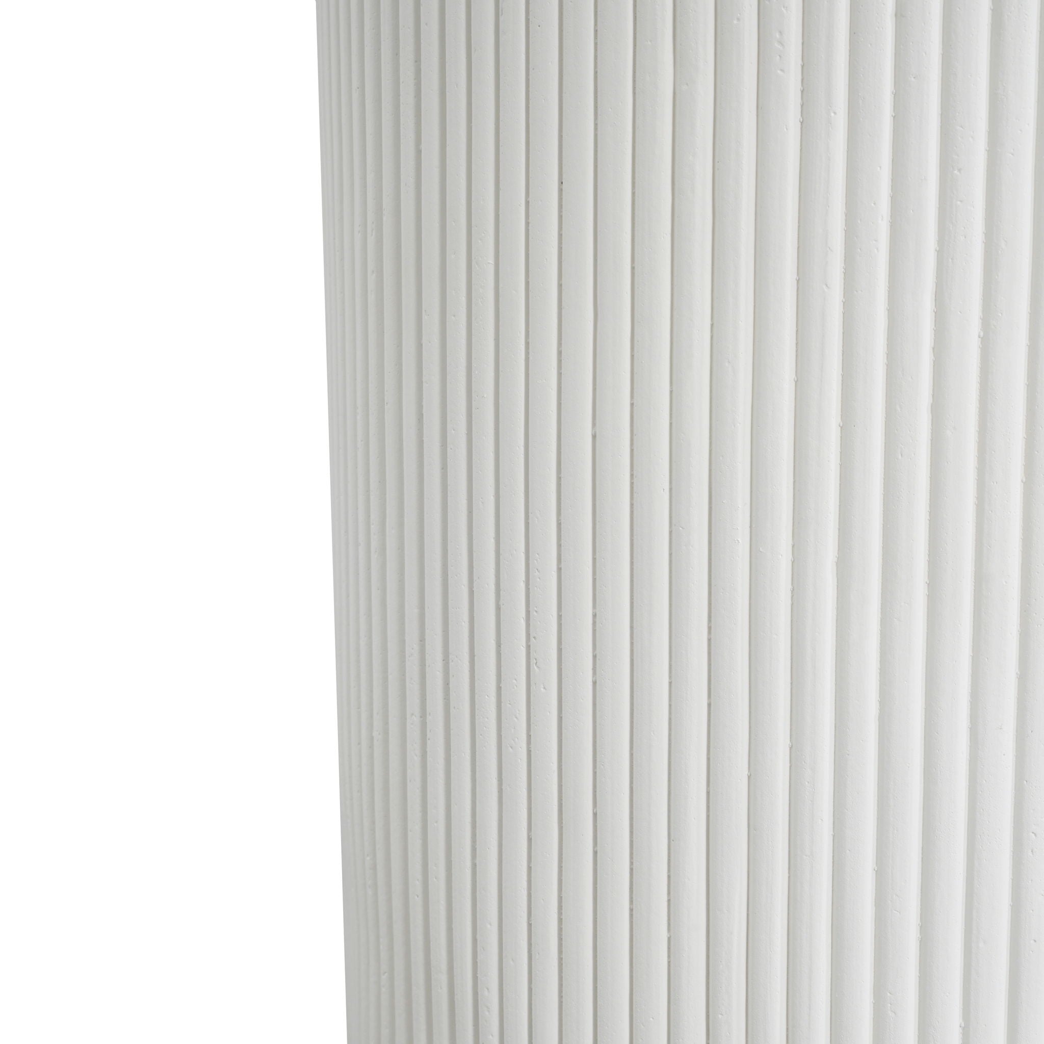 Handmade Side Table With Ribbed Design For Indoor And Outdoor Use - White