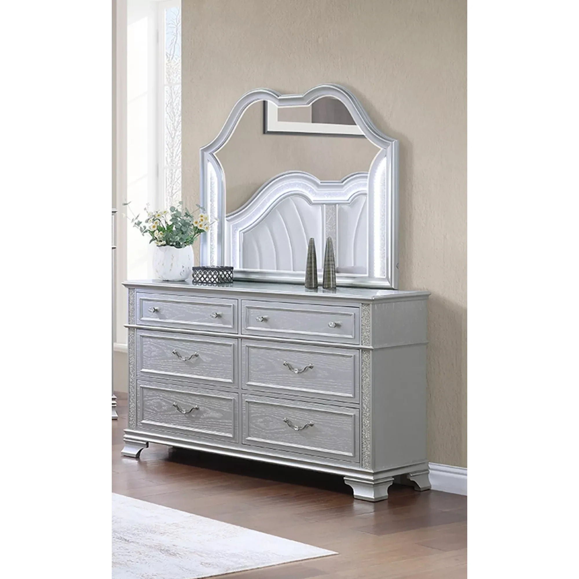 1 Piece Dresser Crystal Knobs Pull Handles Bedroom Furniture - Gray