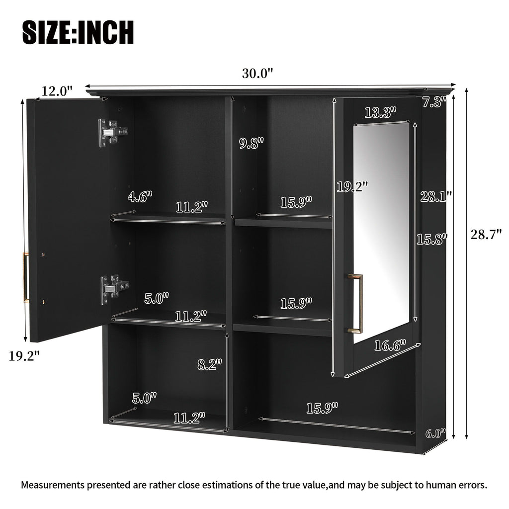 2 In 1 Wall-Mounted Mirror Cabinet With Adjustable Shelves, Soft-Close Doors, High-Definition Mirror & Storage