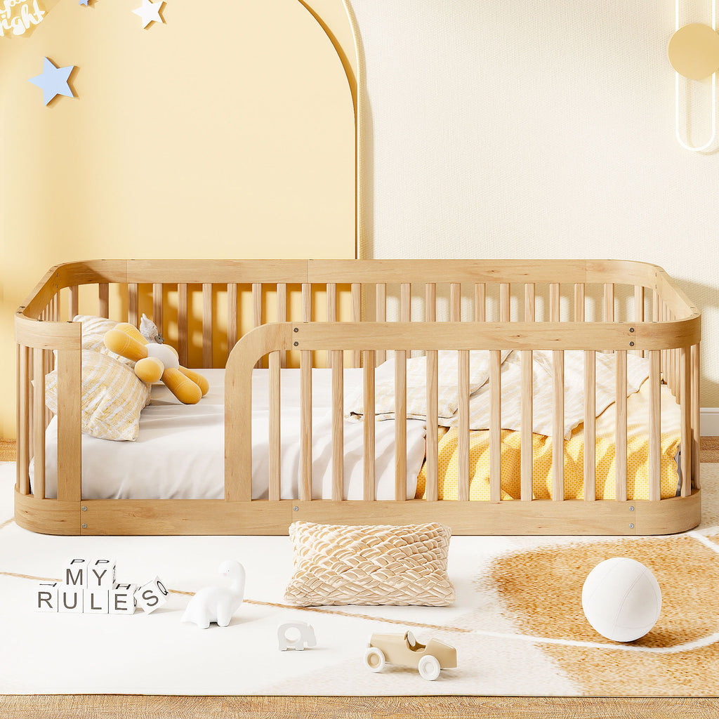 Wood Floor Bed Frame With Fence