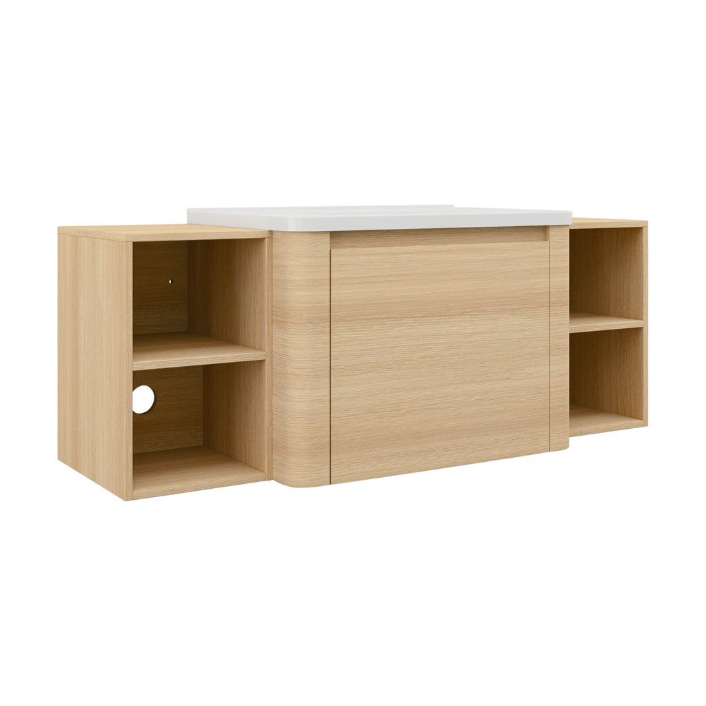 Wall Mounted Bathroom Vanity With Sink, Storage Shelves & Soft Close Door