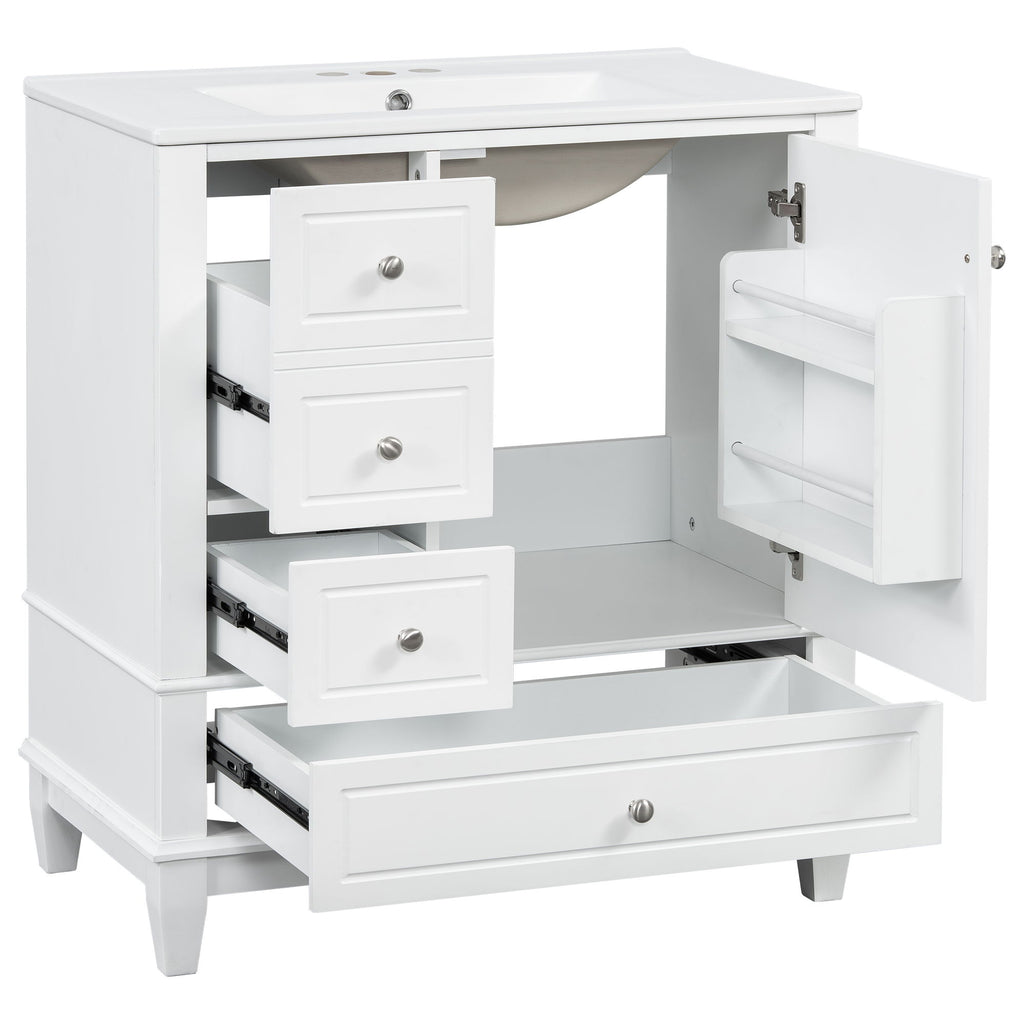 Freestanding Bathroom Vanity With Sink, Soft Close Door, 3 Drawers