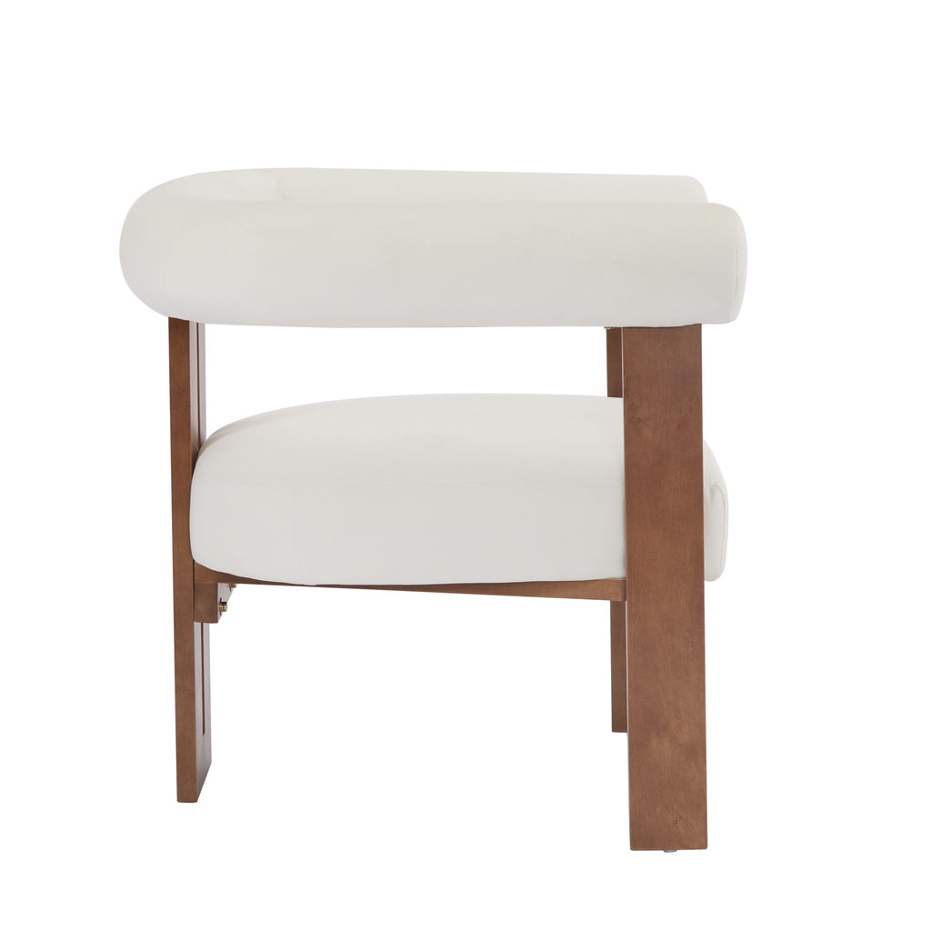 Modern Upholstered Round Arm Accent Chair With Upholstery