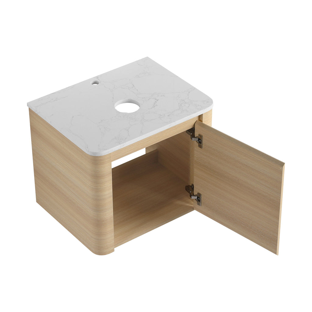 Mounted Bathroom Vanity With Art Sink, 1 Storage Shelf, Soft Close Door