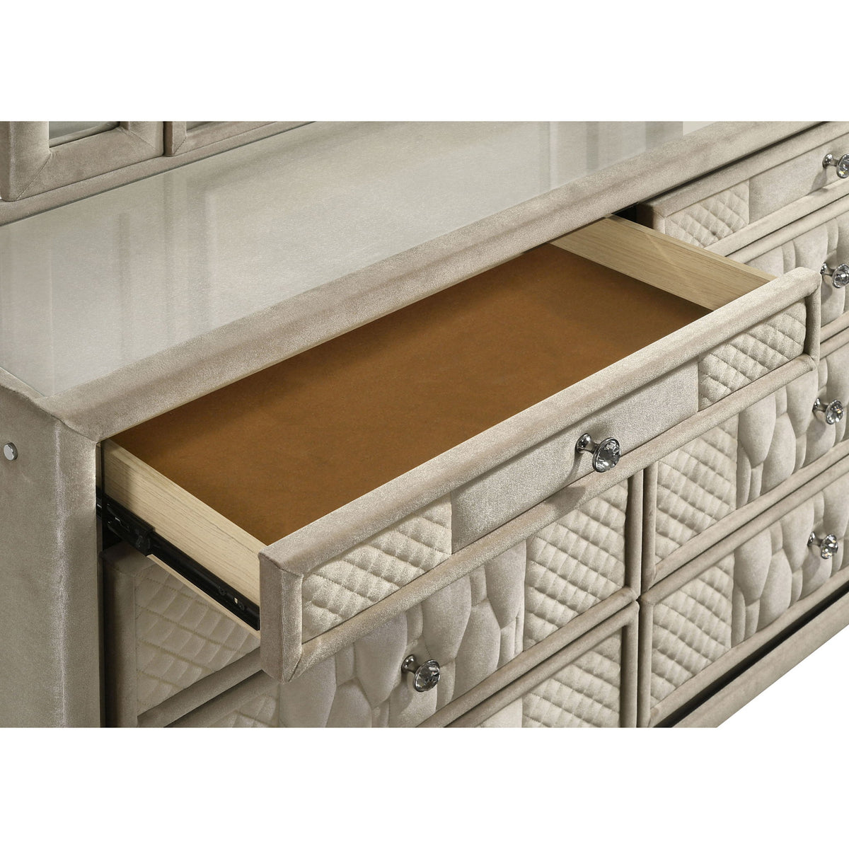 Mika - 8 Drawer LED Dresser With Mirror - Ivory