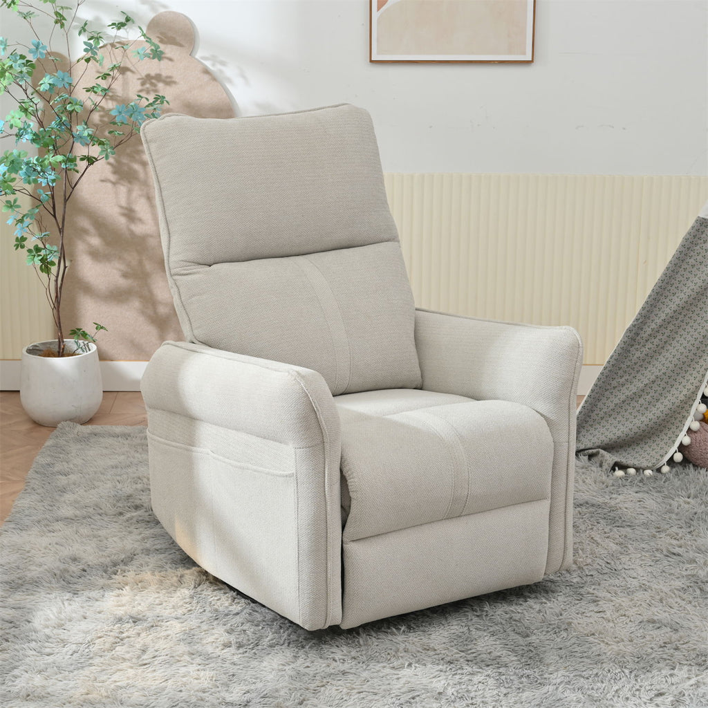 360° Swivel Rocker Recliner Chair, Swive Nursery Rocking Chair With Pull Ring, Glide Chair For Livin Room - Gray