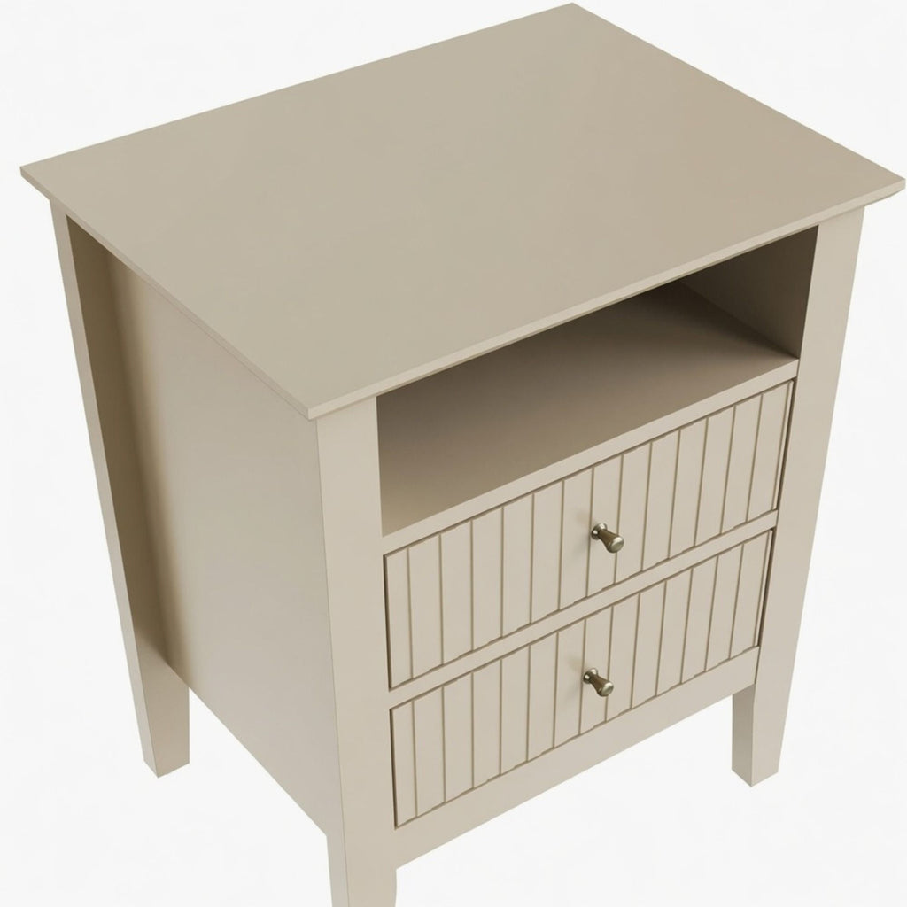 Fluted Nightstand With 2 Drawers