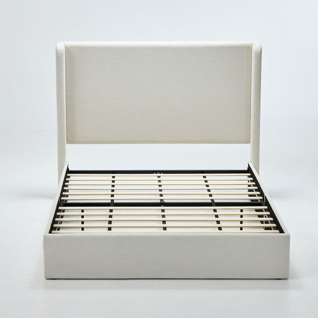 Carmen - Full Size Upholstered Wingback Bed - Ivory