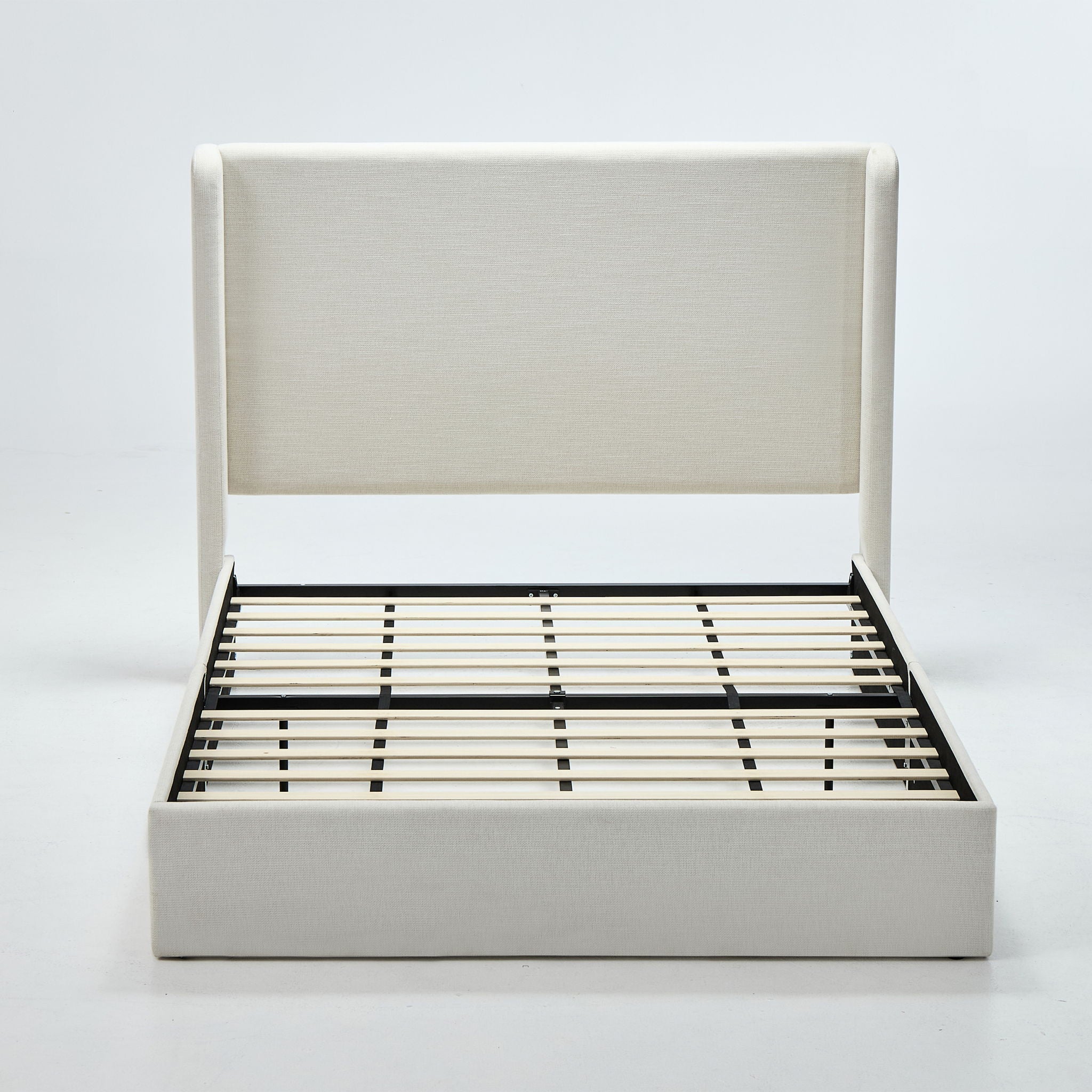 Carmen - Full Size Upholstered Wingback Bed - Ivory