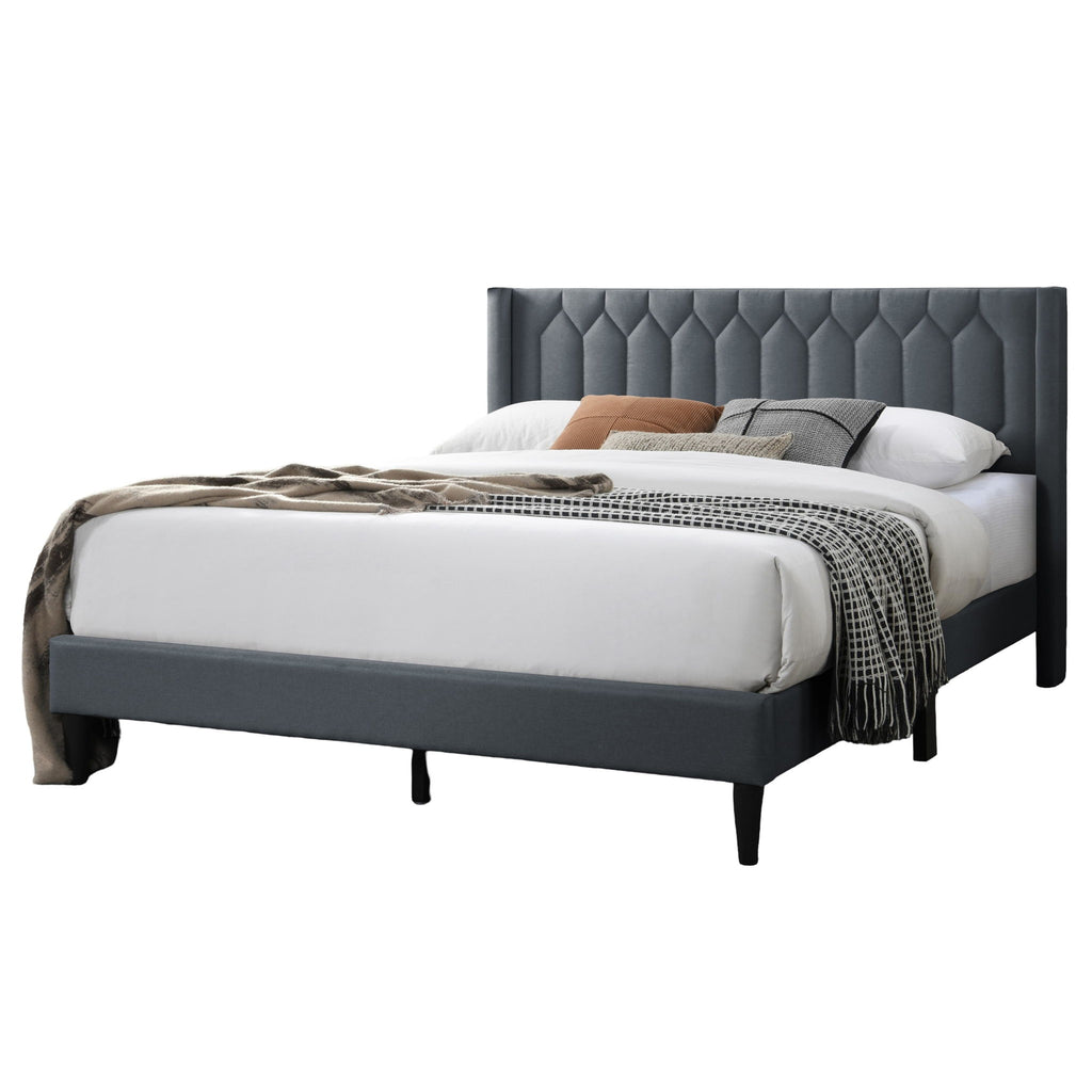 Platform Bed With Diamond Tufted Headboard