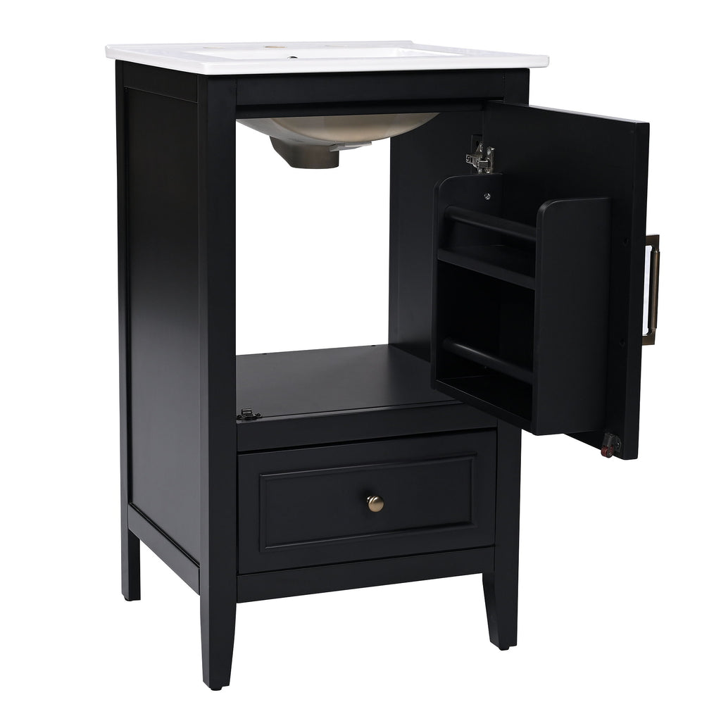 Modern Bathroom Vanity With Sink, Cabinet Storage, Drawer & Adjustable Feet