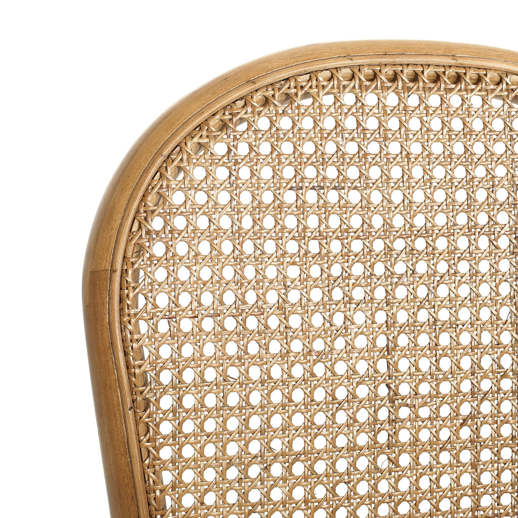 Oval Dining Table Set With 4 Birch Rattan Chairs - Brown / Light Brown