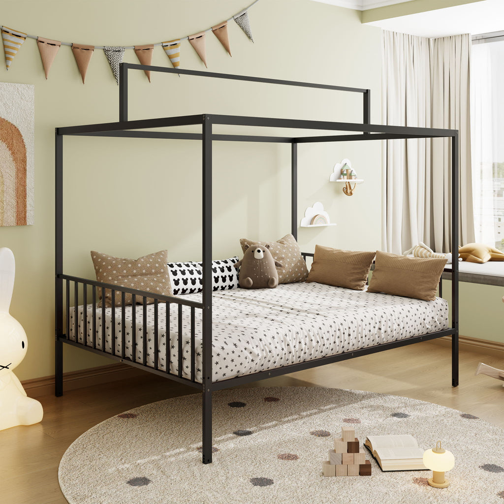 3 In 1 Convertible Montessori Floor Bed With Fenced Support