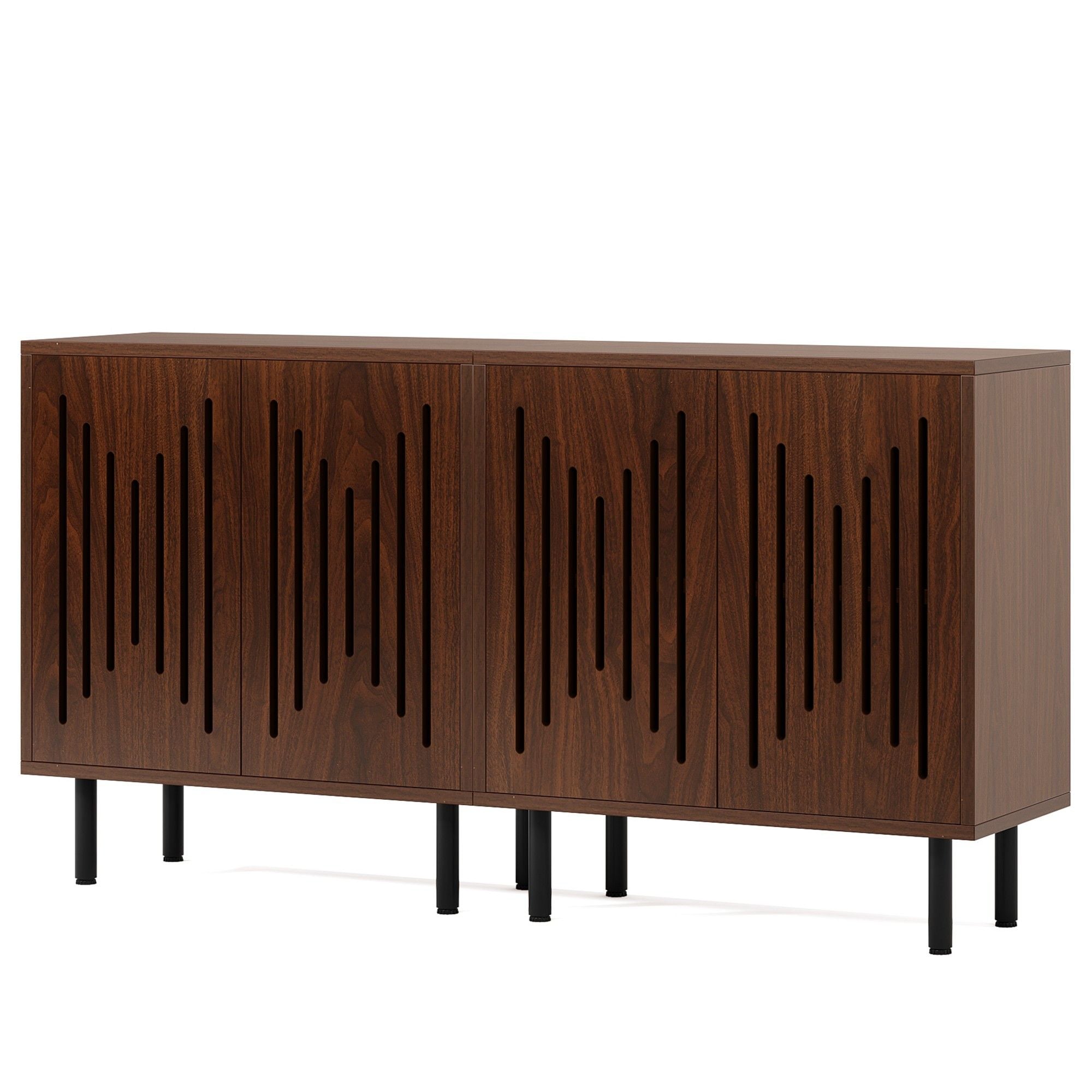 Buffet Sideboard Cabinets With Adjustable Shelves For Dining Room (Set of 2) - Dark Brown