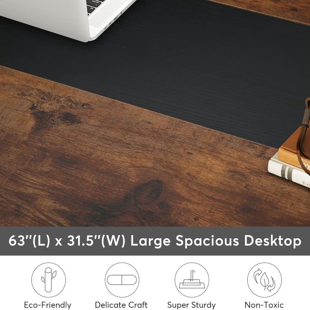 Large Computer Desk With Steel Frame For Home Office Workstation