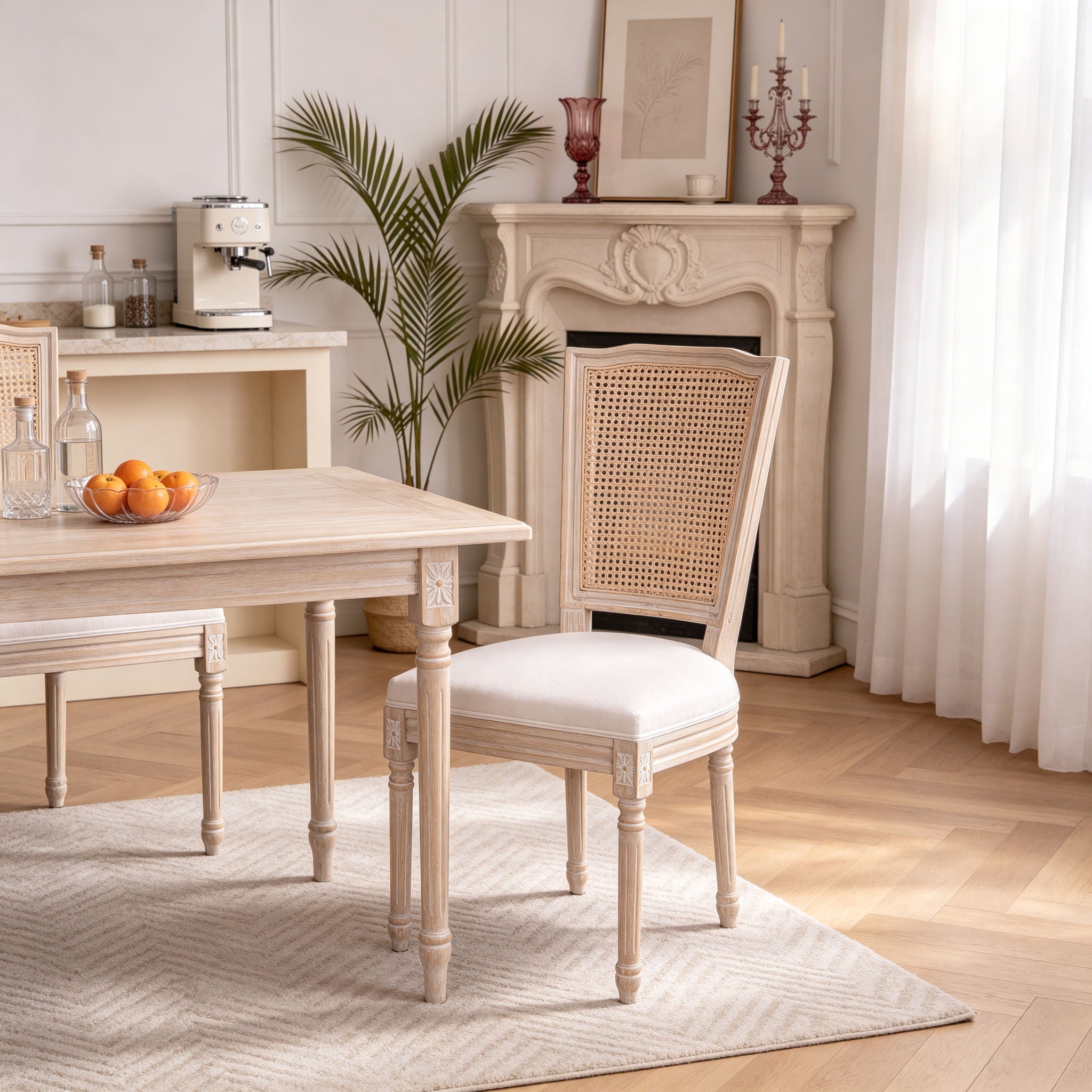 Upholstered Dining Chairs With T - Shaped Back (Set of 2) - Beige