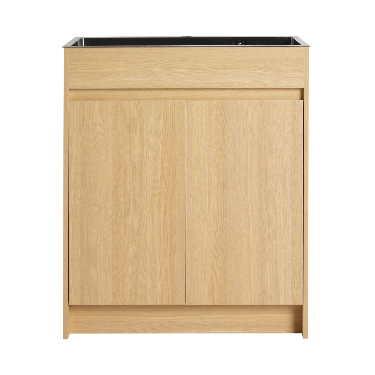 28" Freestanding Bathroom Vanity With Sink, Soft Close Doors - Oak