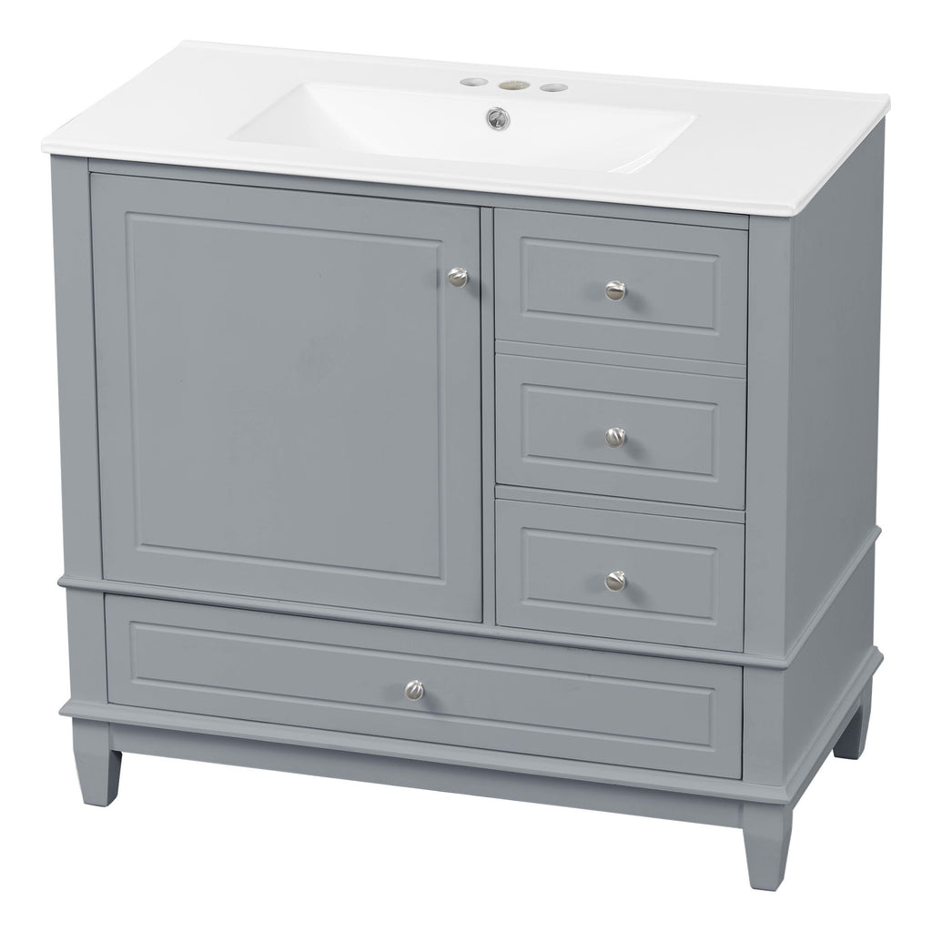 Modern Bathroom Vanity With Sink, 3 Drawers & Cabinet