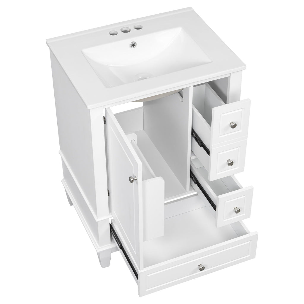 Modern Bathroom Vanity With Sink, Freestanding Cabinet With Drawers And Storage Shelves