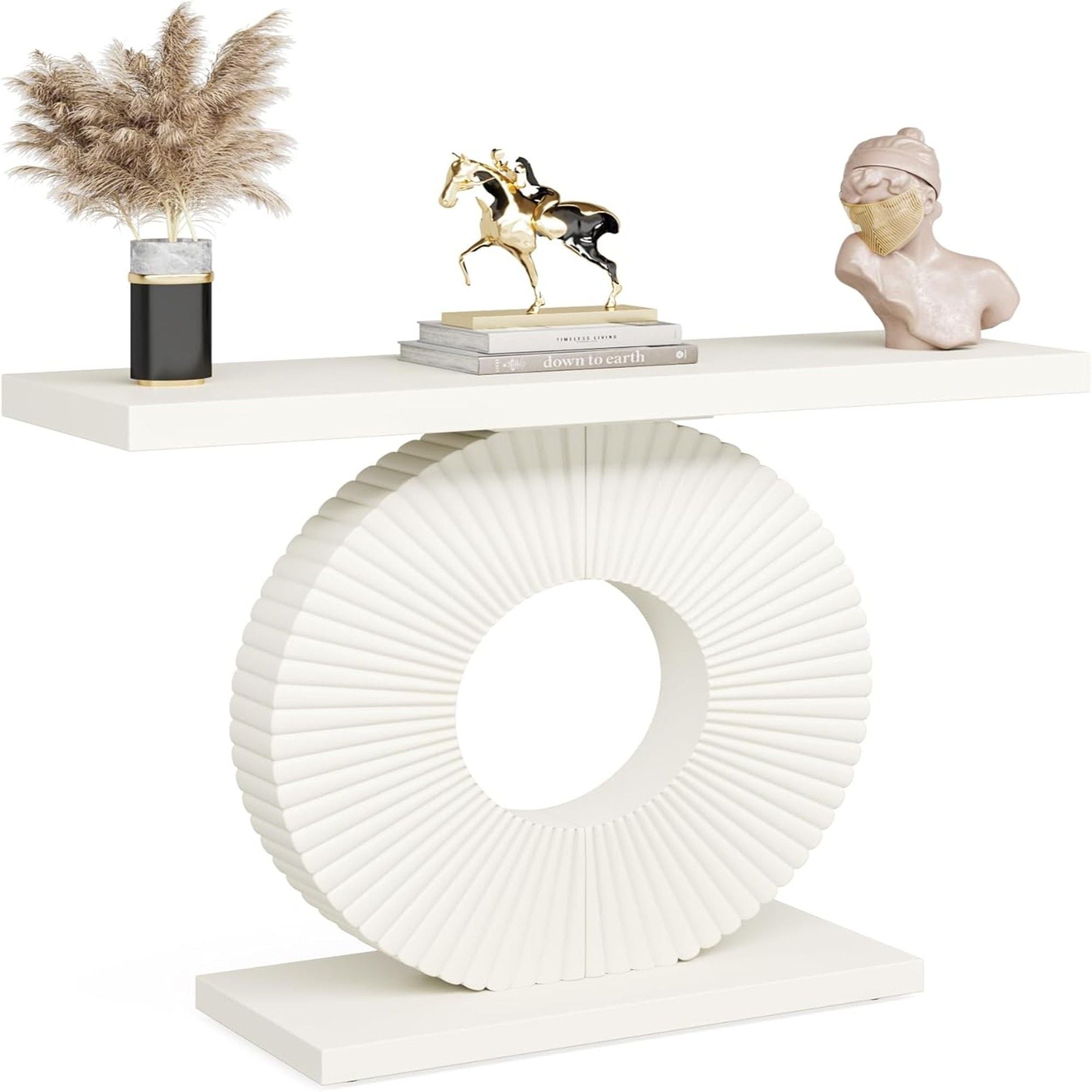 Modern Console Table With Sculptural Geometric Base