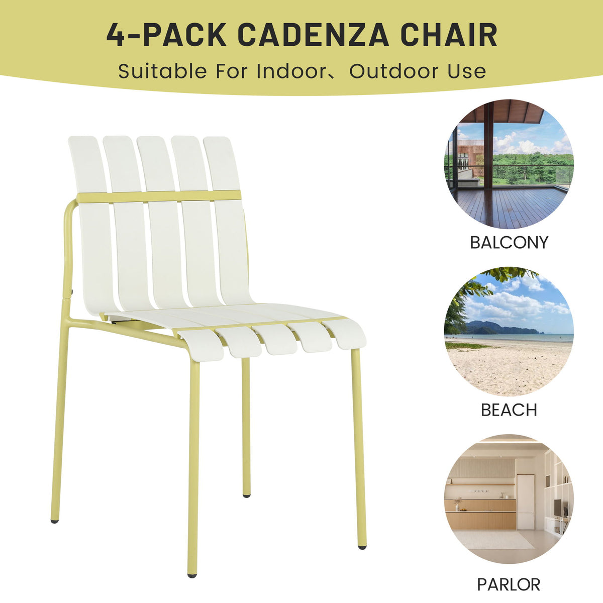 4 Piece Set Of Modern Color Block Designed Single Chairs With Folding Square Table
