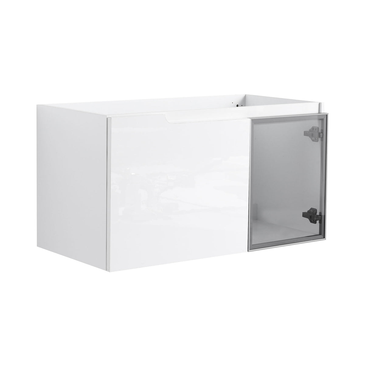 36" (35 1 / 4") Wall Mounted Bathroom Vanity, Cabinet With Half Door (Excluding Sink) - Glossy White