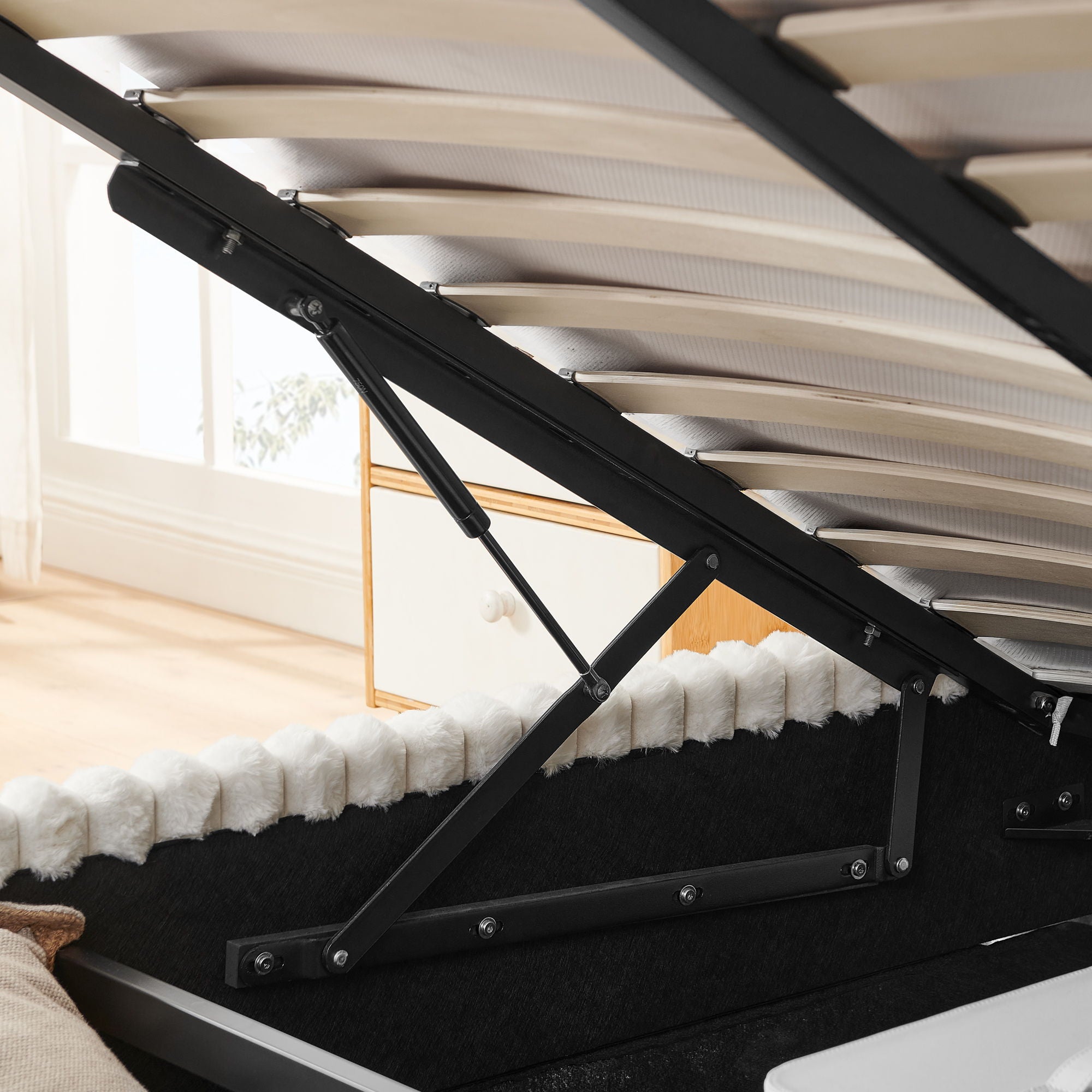 Functional Vertical Striped Bed With Gas Lift Storage
