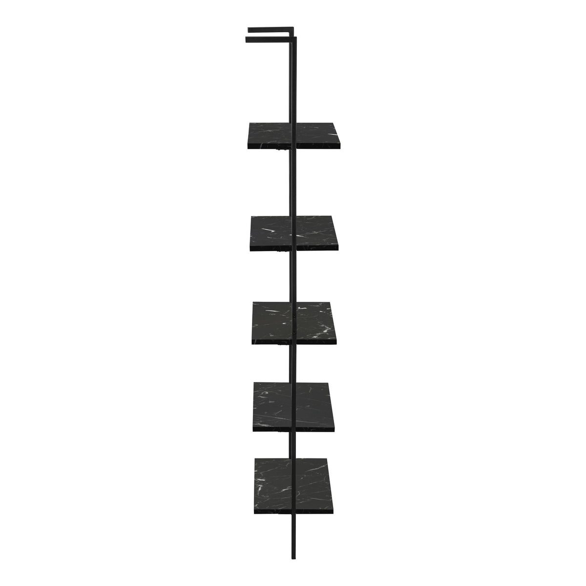 Bookshelf, Bookcase, Etagere, Ladder, 5 Tier, For Office, Marble Look Contemporary & Modern - Black