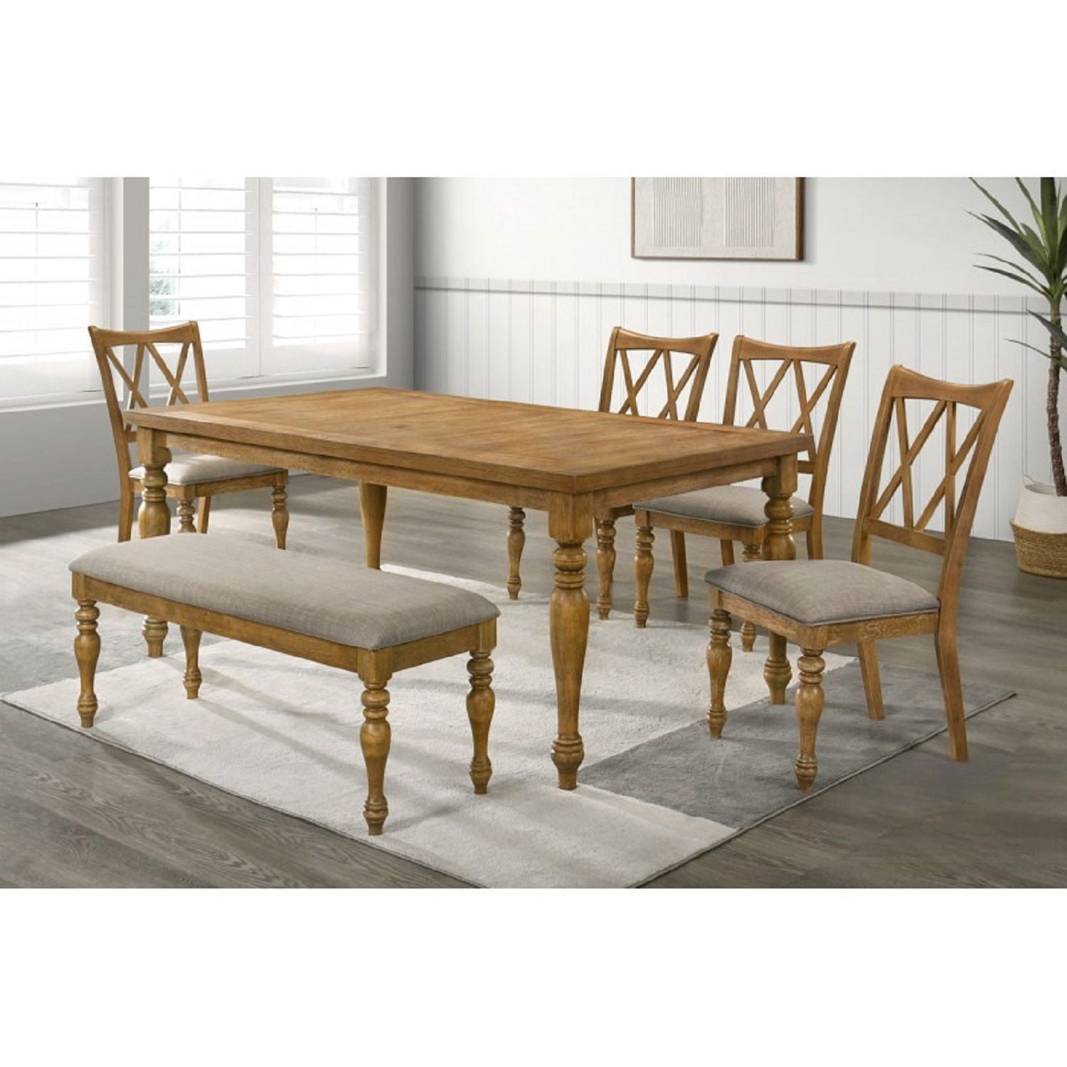 Dining Chair, Double X Back Kitchen Chairs (Set of 2) - Brown