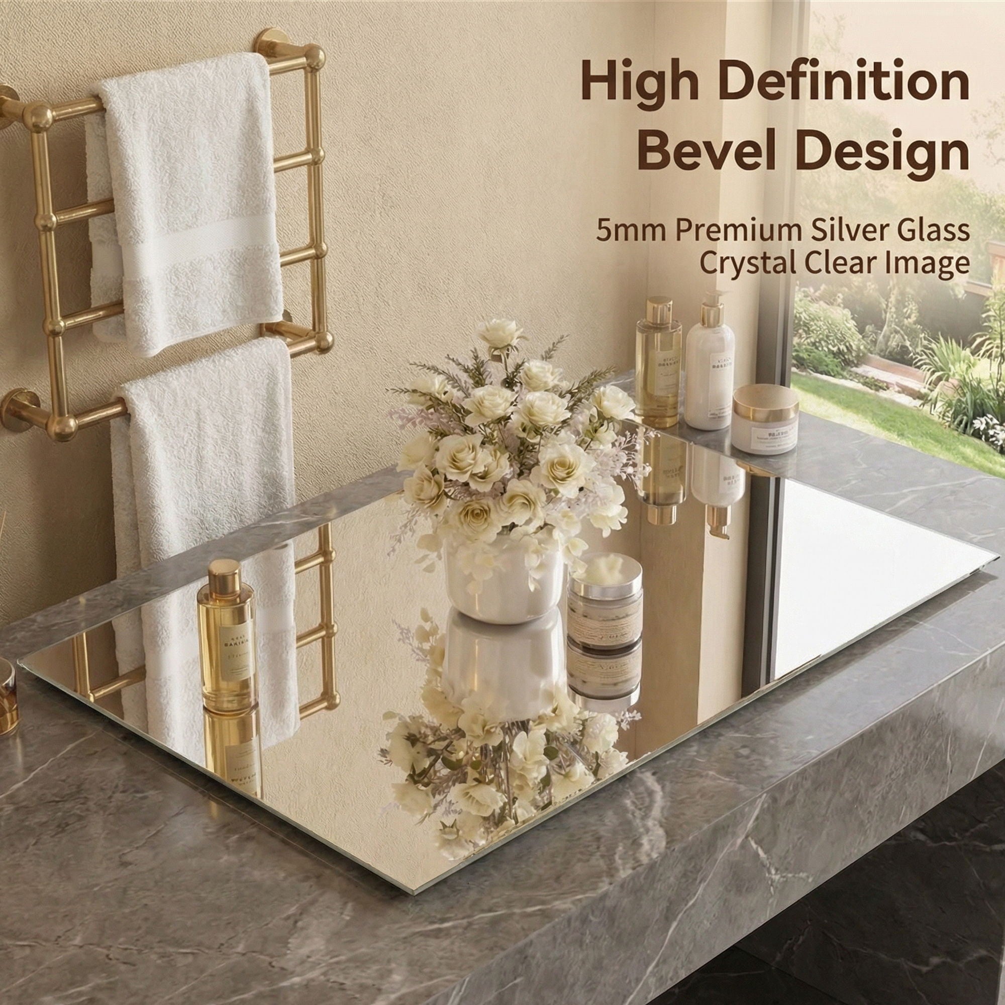 LED Full Length Wall Mirror With Symmetrical Arch Design, Dimmable 3 Color Temperature Lighting - Silver