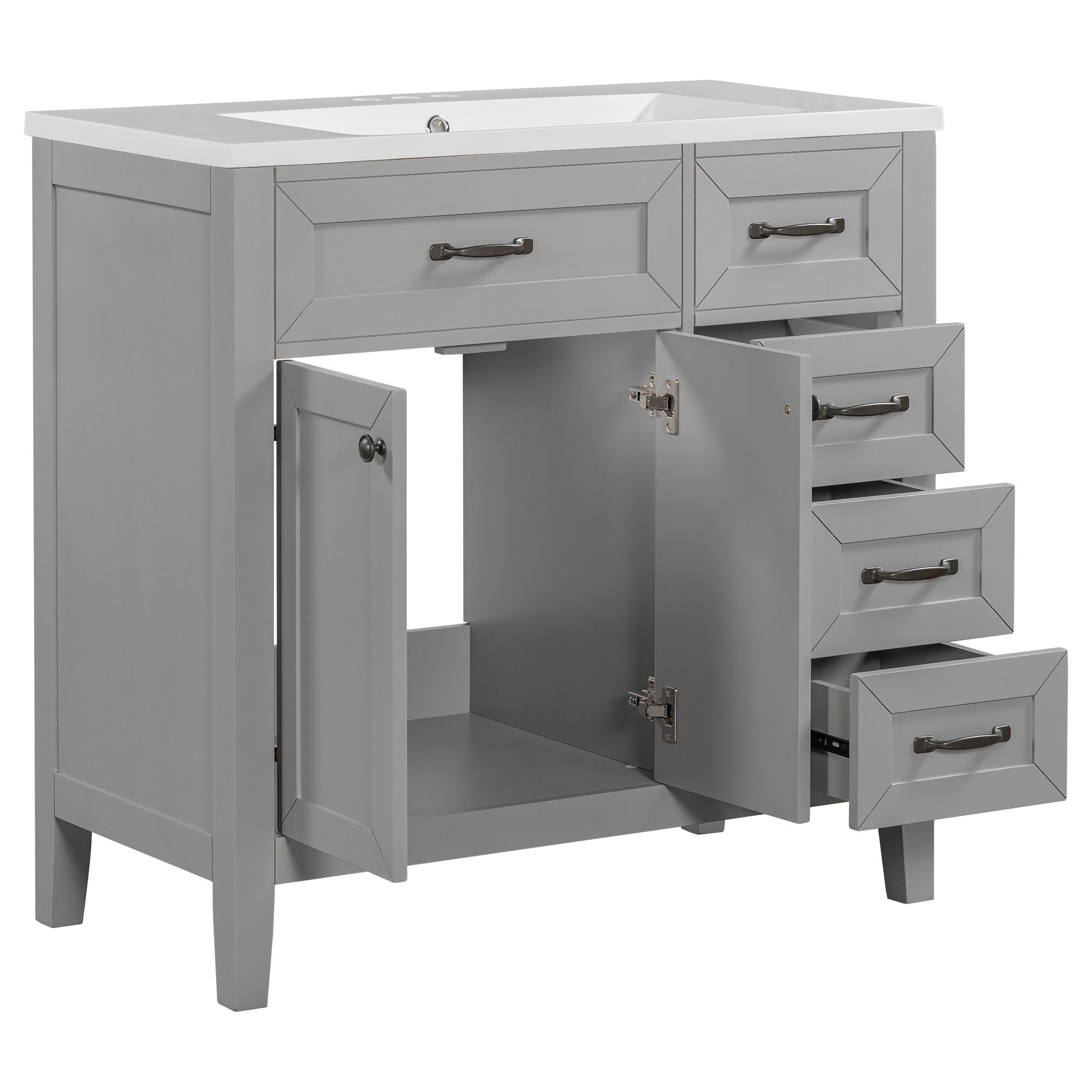 Modern Bathroom Vanity With Sink, Freestanding With Drawers And Doors