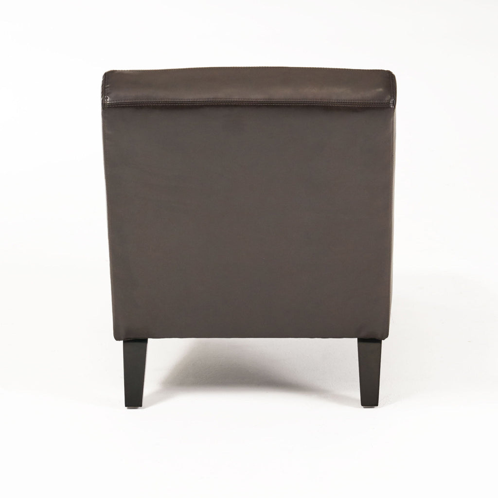 Upholstered Leather Chaise Lounge With Curved Design - Brown