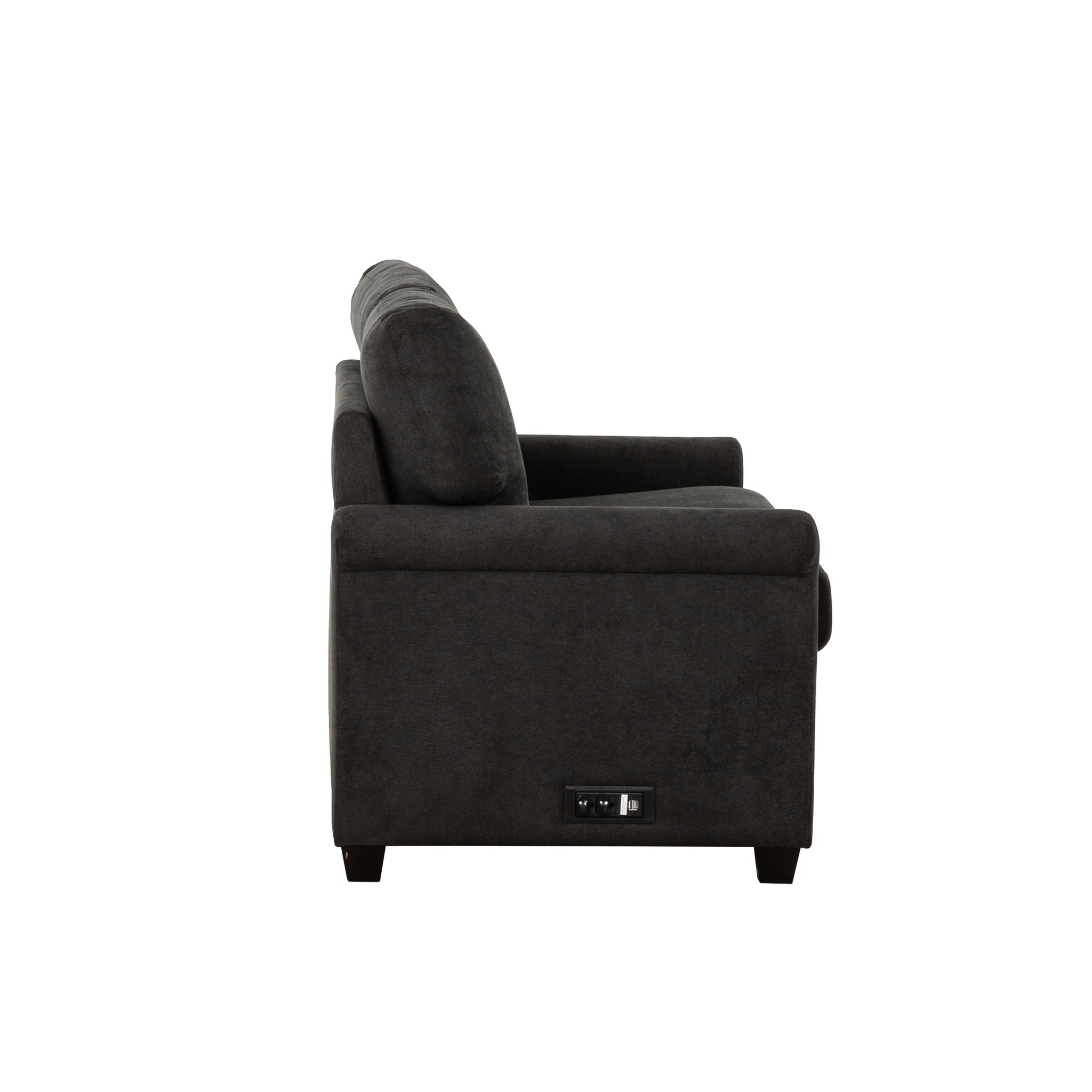 Convertible Twin Sleeper Sofa With USB Ports, 2 Seater Upholstered Loveseat - Dark Gray