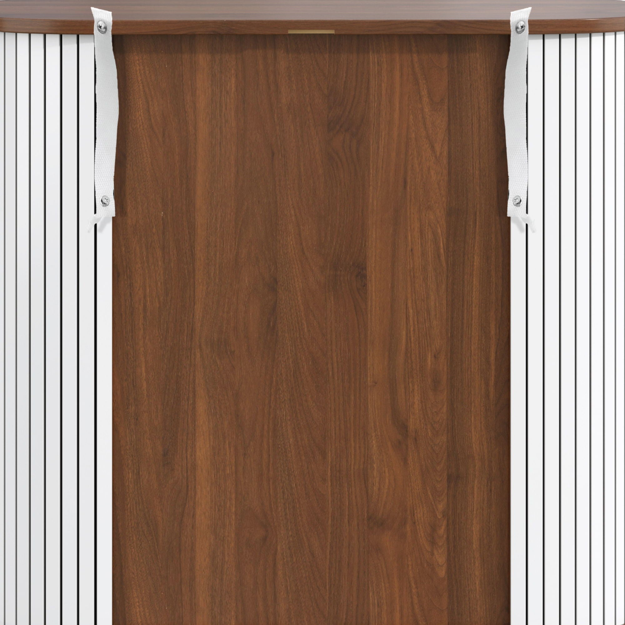 Fluted Wine Bar Cabinet With 8 Grid Wine Rack, 5 Level Adjustable Shelves, 2 Glass Holders