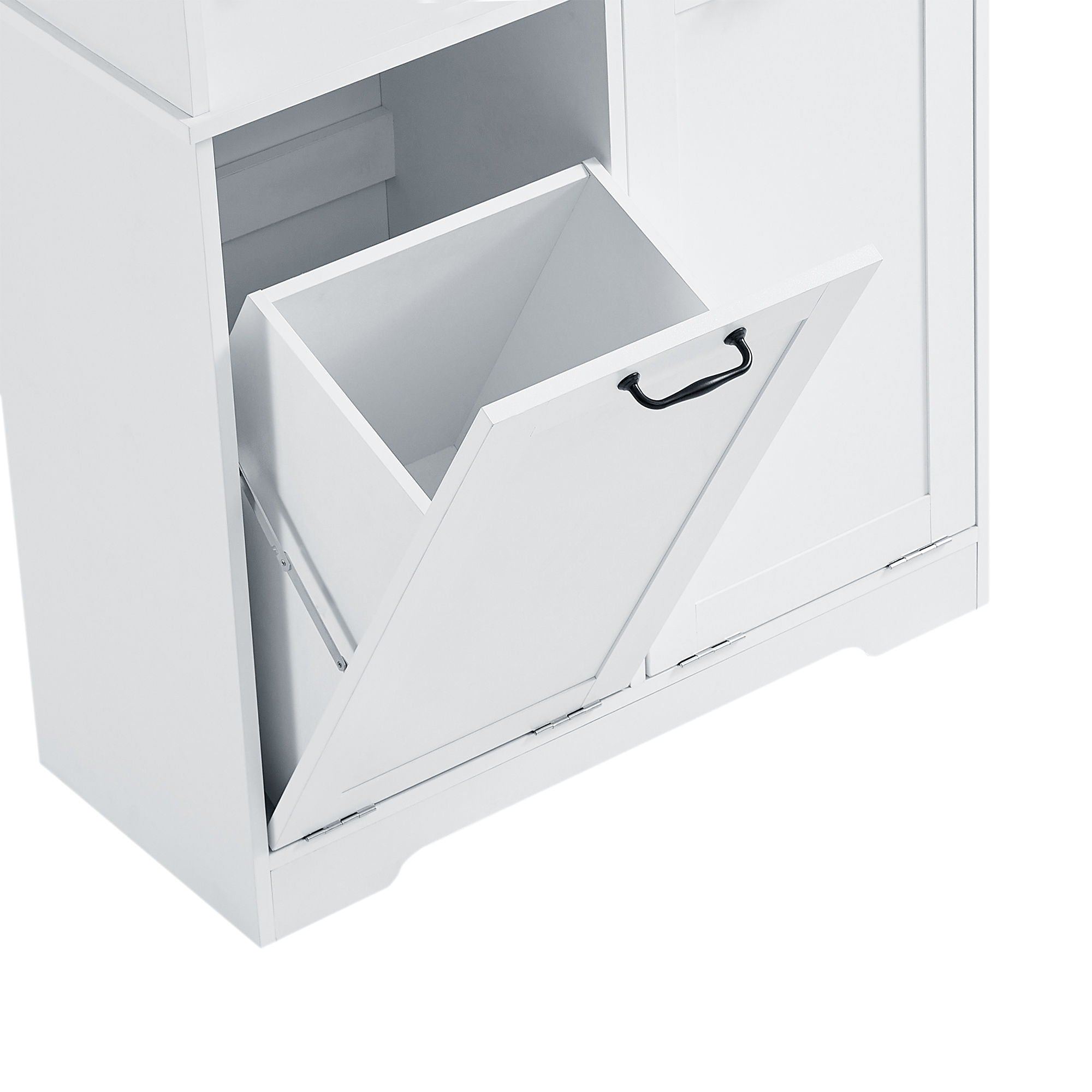Freestanding Bathroom Storage Cabinet With Doors And Drawers, Adjustable Shelves, Tilt-Out Laundry Hamper