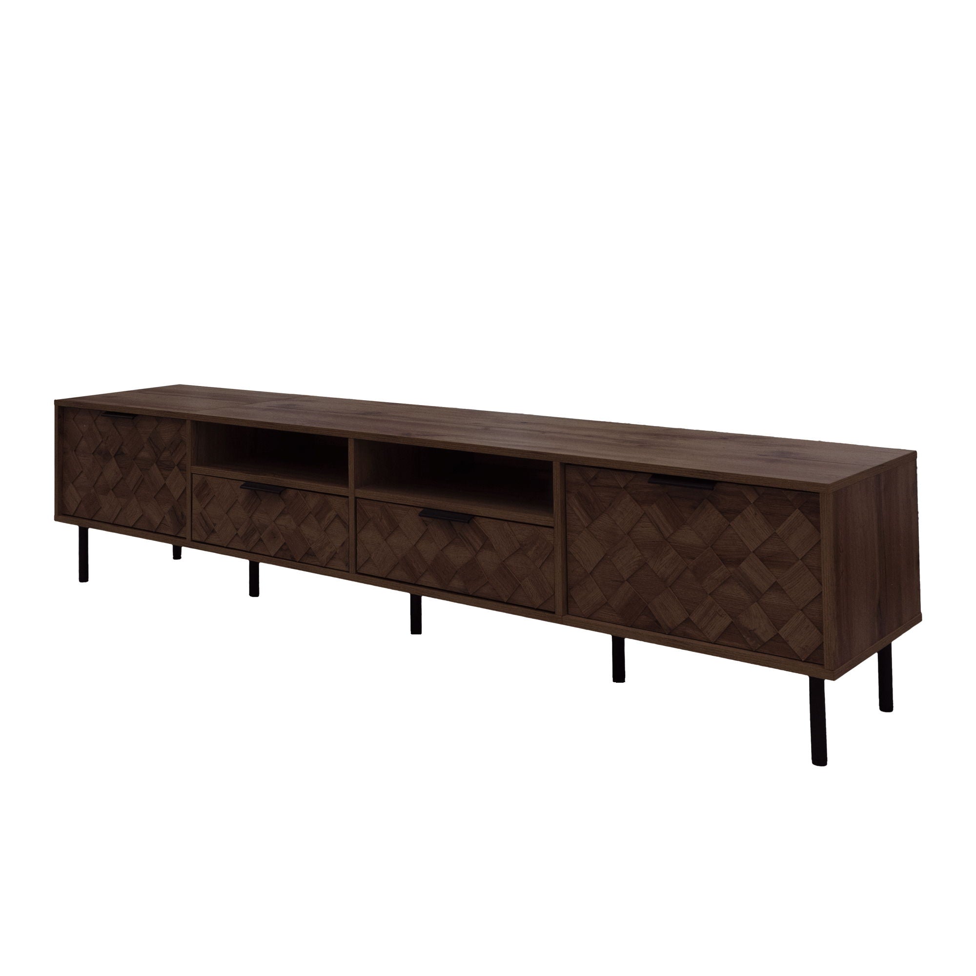 TV Stand For TVs Up To 85" With Closed Storage, Soft Closing Hinges, Living Room Entertainment Center - Walnut