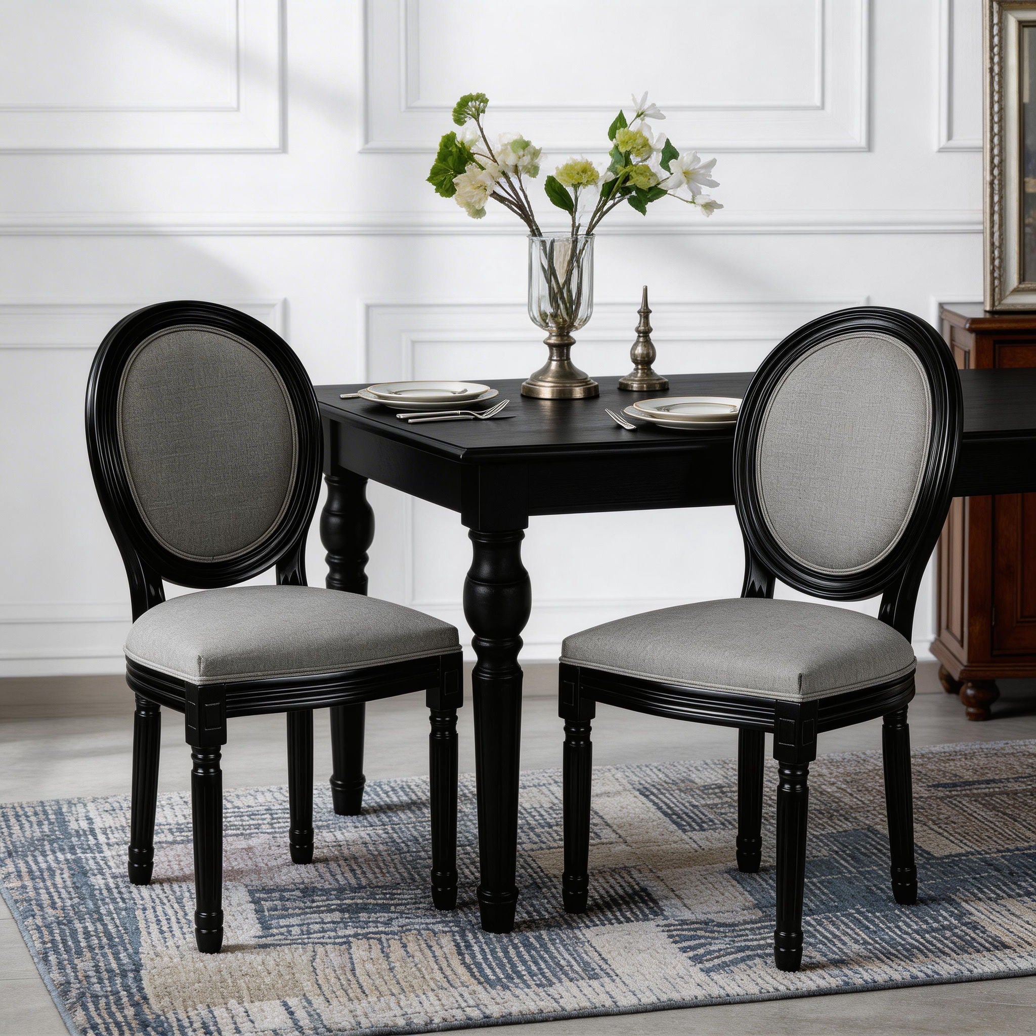 Upholstered & Round Back Dining Chairs (Set of 2)
