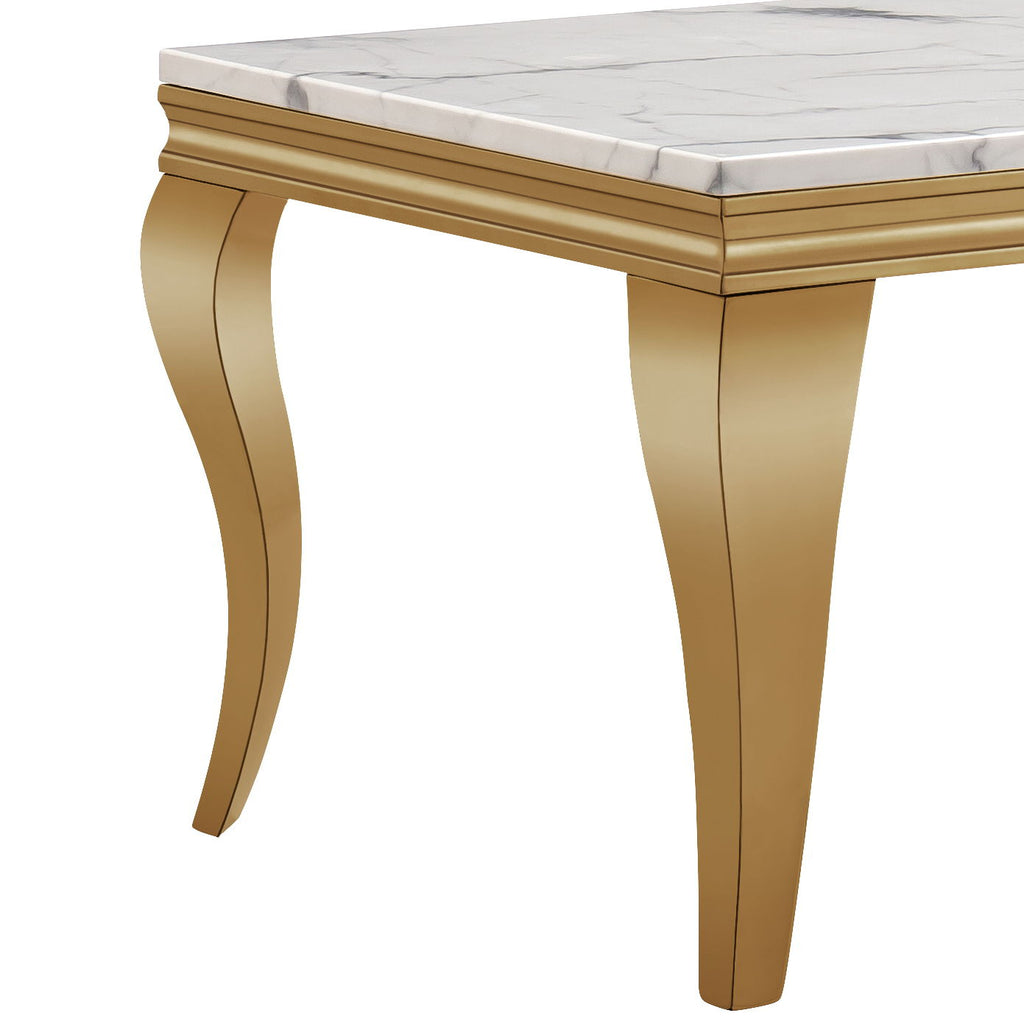 Marble Printed Rectangular Table, Stainless Steel Legs