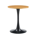 Round Dining Table With Faux Wood Top And Metal Pedestal, 23.6" Circle Table For Kitchen, Living Room, Small Spaces