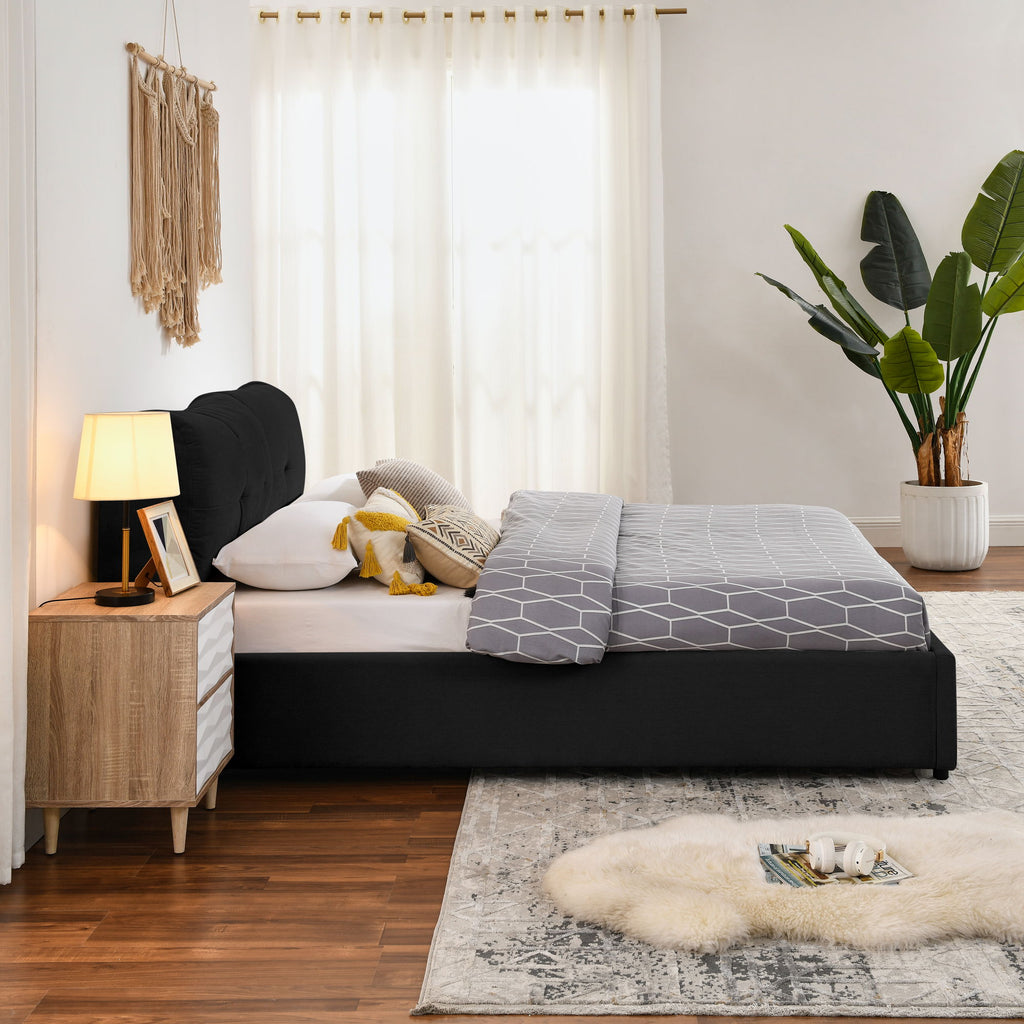 Storage Upholstered Hydraulic Platform Bed With Integrated Headboard
