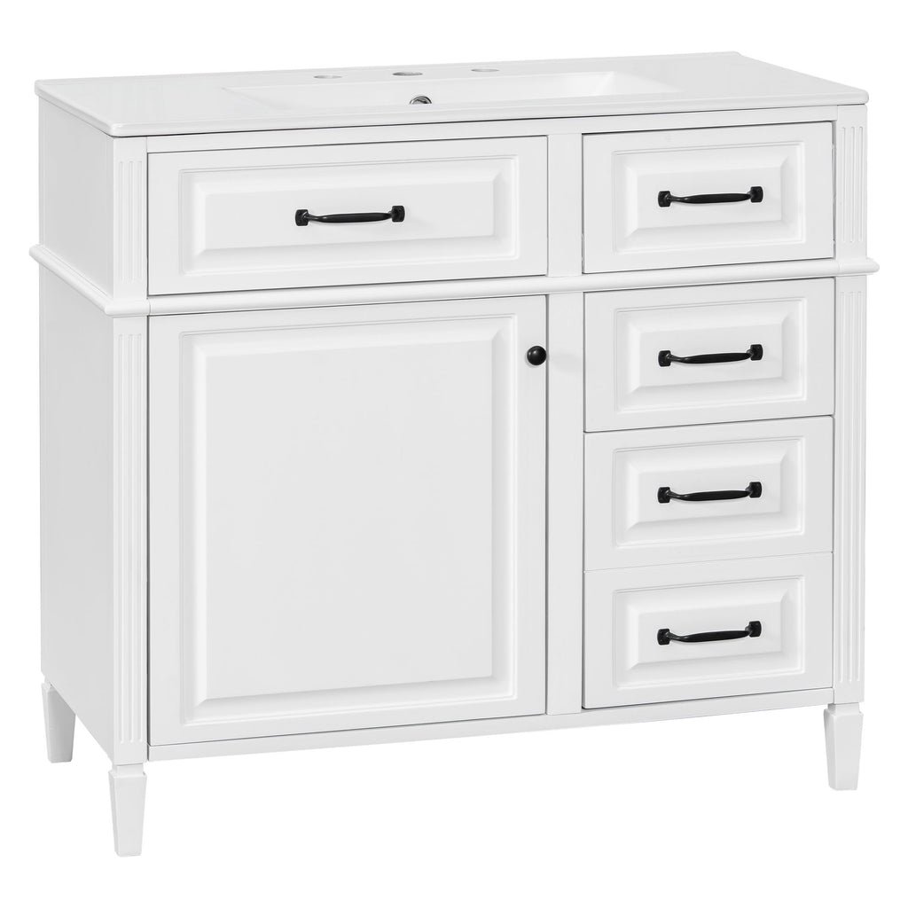 Modern Bathroom Vanity With Sink Top, Flip Drawer Design