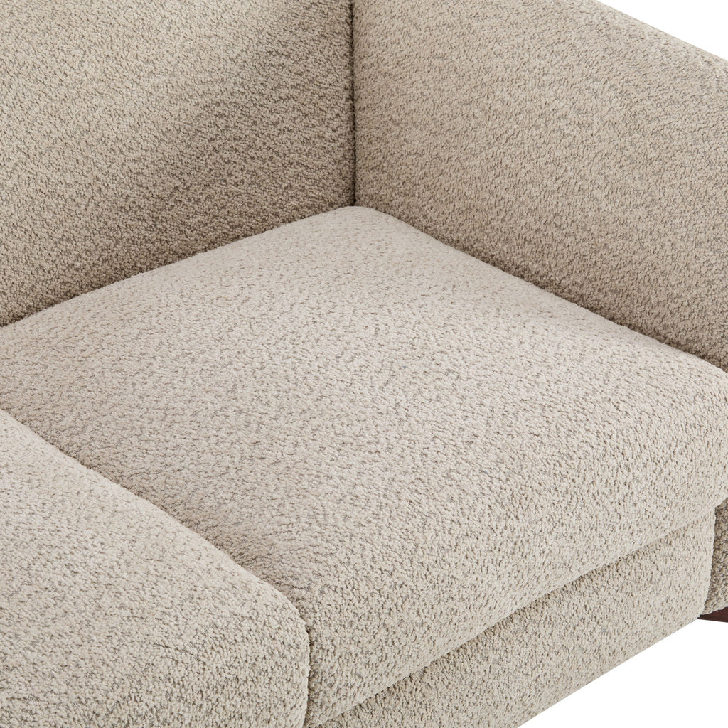 Contemporary Boucle Sherpa Sofa With Birch Wood Legs